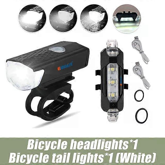 Bicycle Parts Cbmmaker USB Rechargeable Bicycle Light LED Mountain Cycle Front Bike Light and 3 Color Taillight Waterproof Flashligh Bicycle
