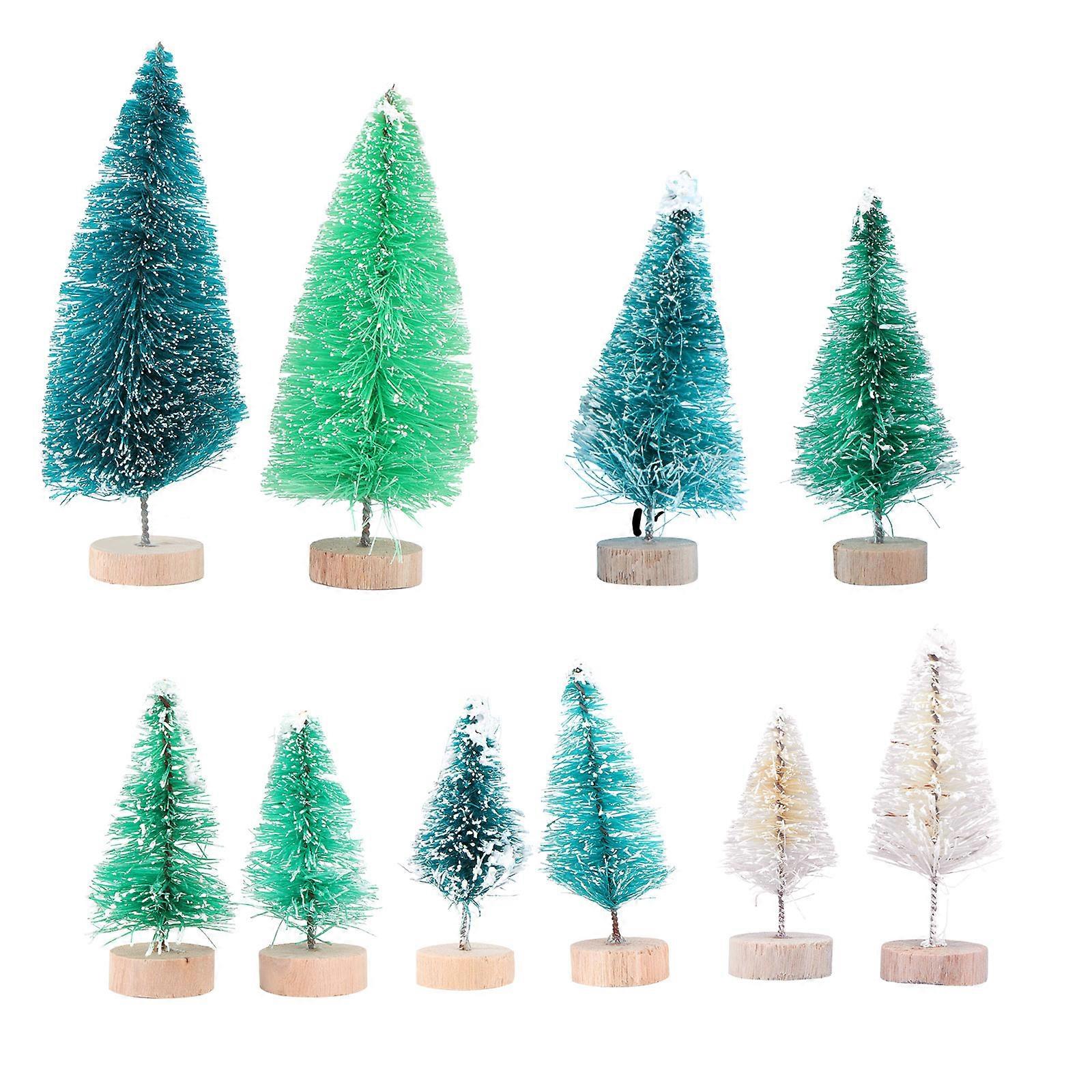 6 Pack Mini Desktop Christmas Trees with Simulated Snow – Festive Holiday Tabletop Decorations for Home, Office, Party – Reusable Xmas Ornaments –