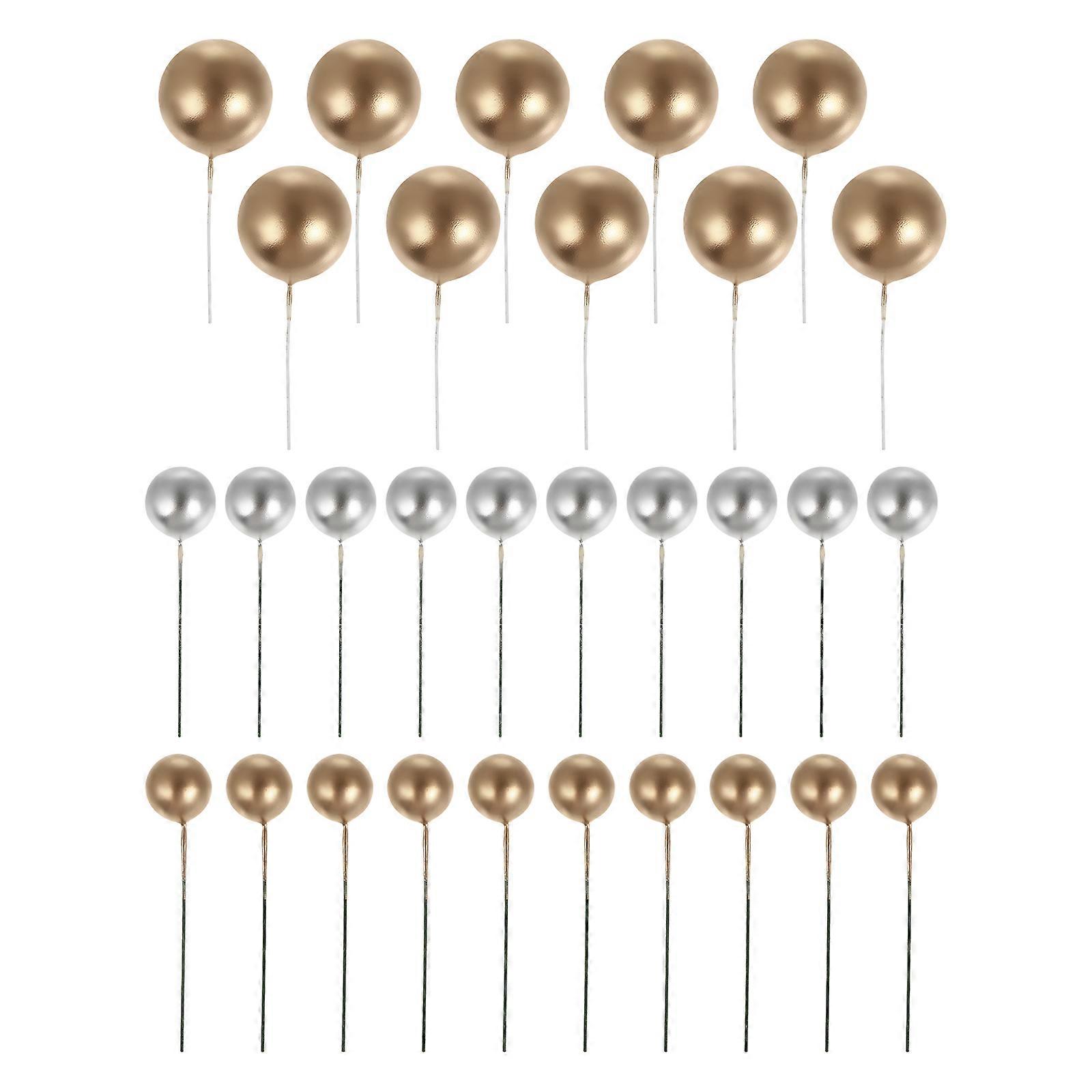 Gold Cake Topper Decorations Reusable Lightweight Non Fading Cupcake Toppers for Birthdays, Weddings & Theme Parties 30pcs Set