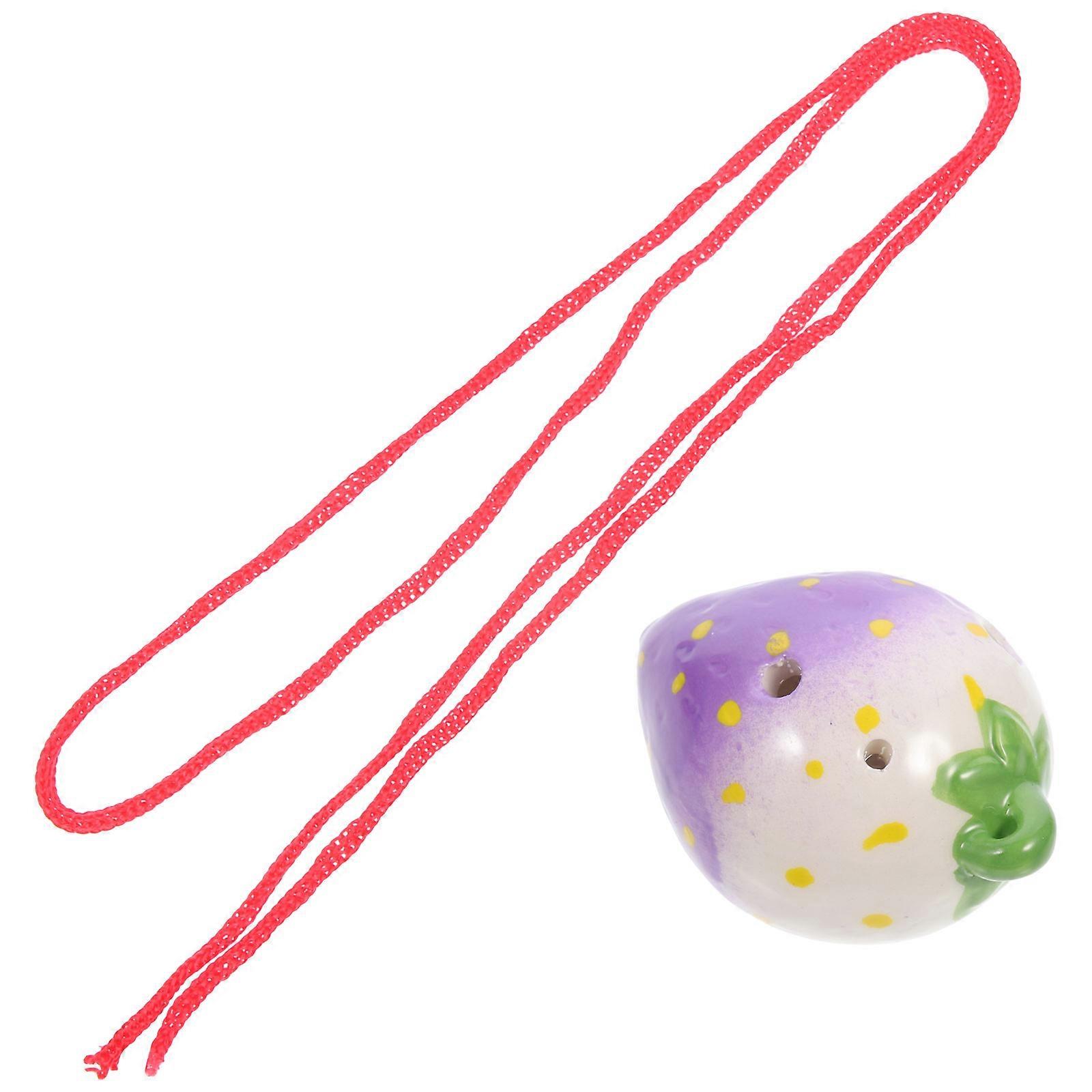 Instruments For Kids Ceramic Ocarina Strawberry Shape 6 Holes Design Players present Giving 1Set