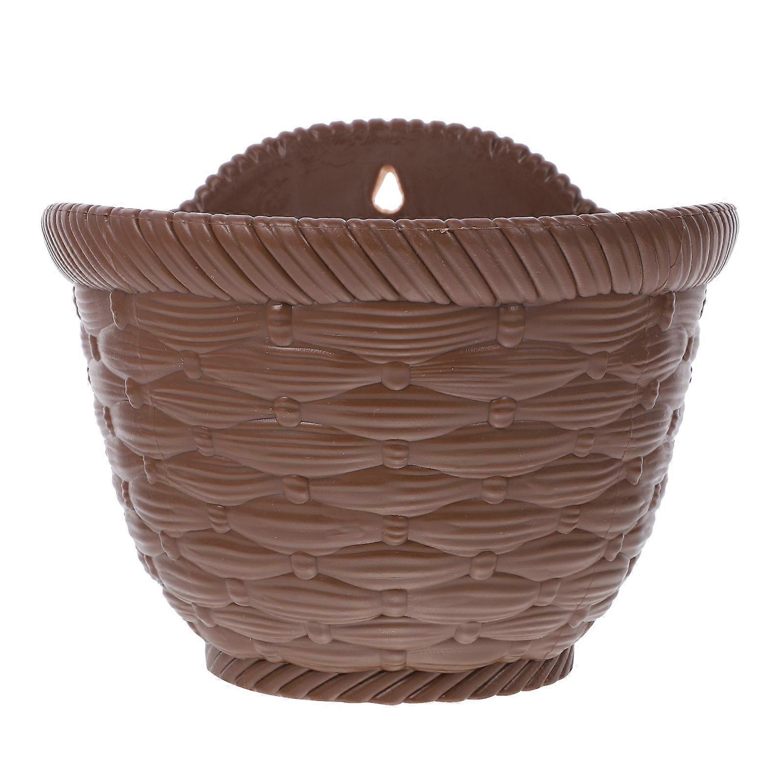 Hanging Flower Pot Imitation Wicker Design Decor 20.3x15.5cm Plastic Space-saving 1Set