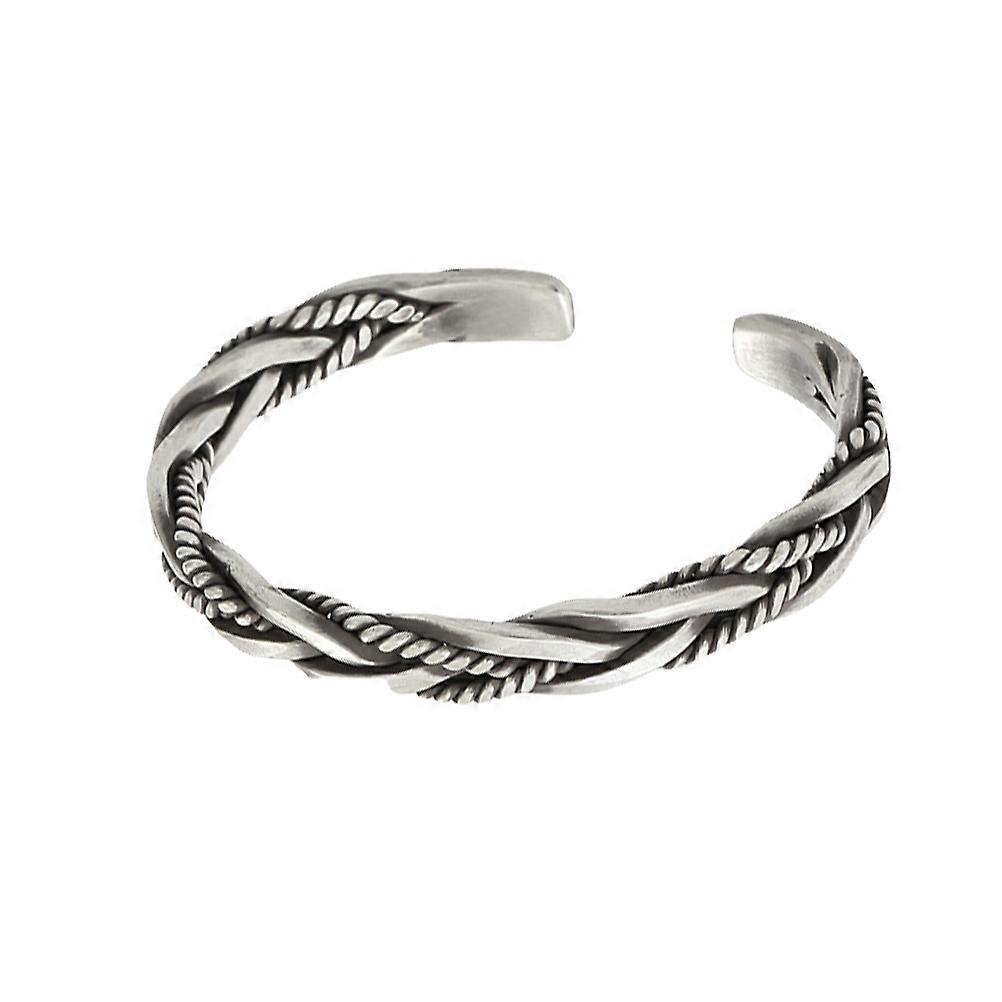 Handmade Silver Woven Bangle Bracelet Opening Design for Men & Women, Boho Style Jewelry for Anniversaries & Special Occasions