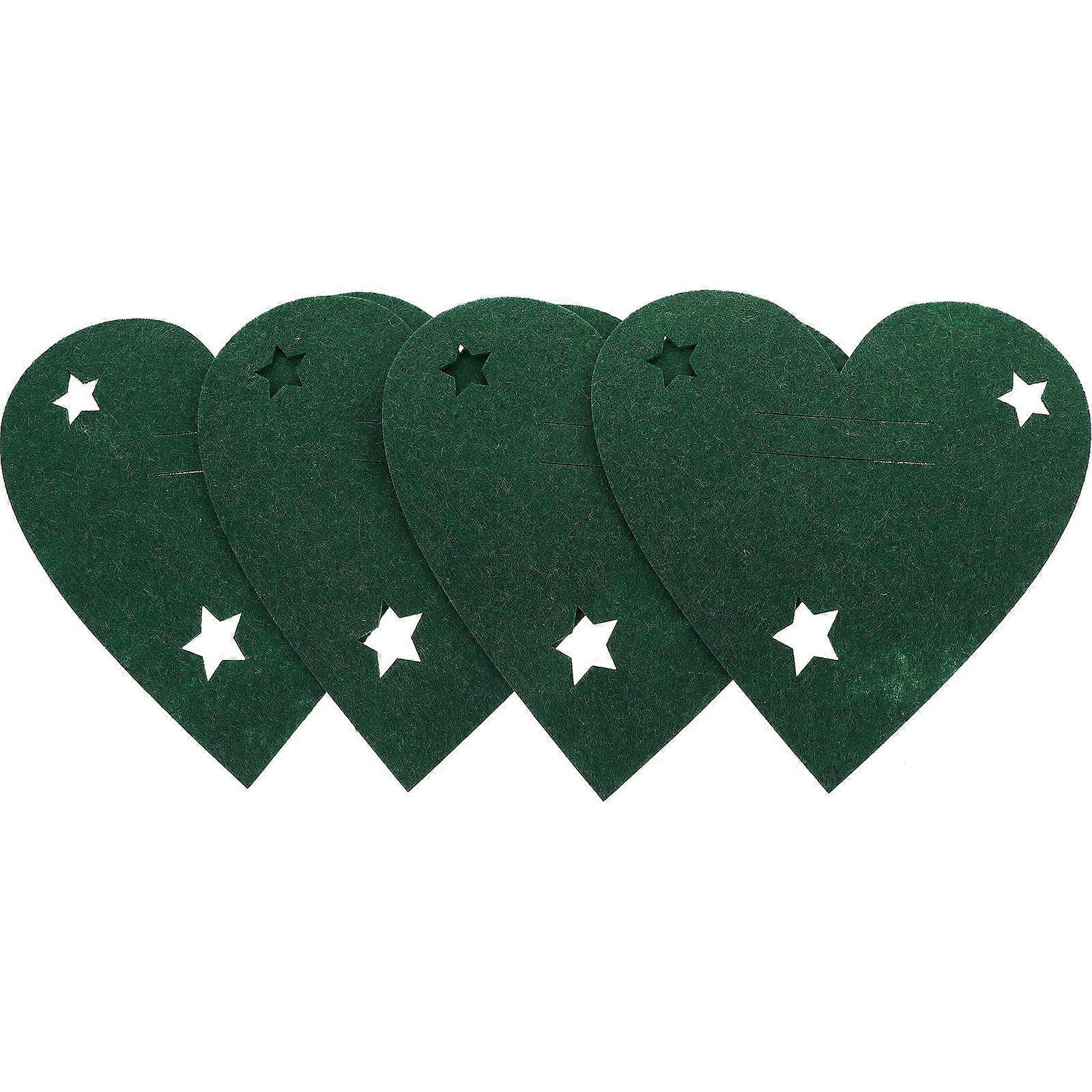 Holiday Silverware Organizer Heart Shaped Green 4Pcs For Christmas Party