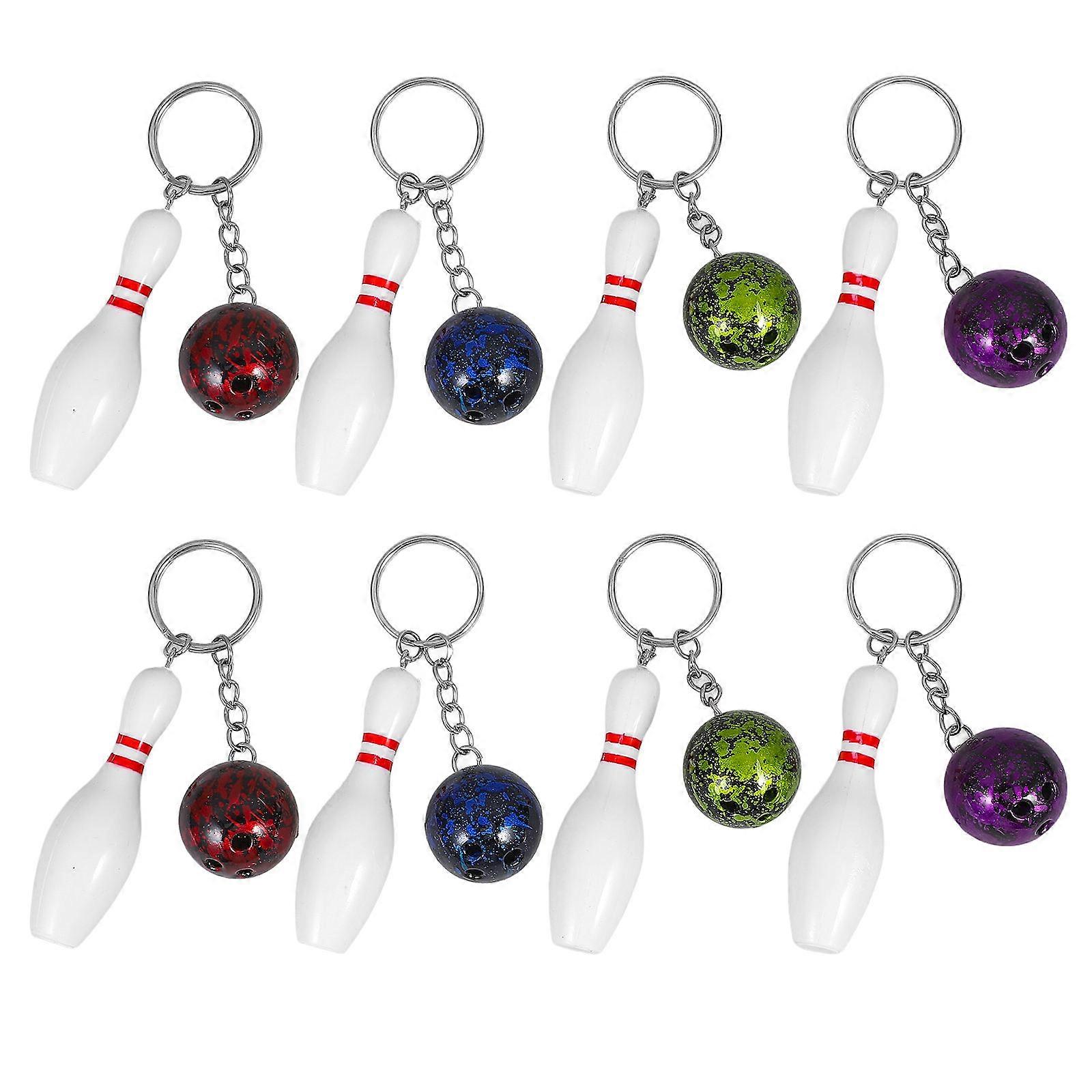 8pcs Novelty Bowling Ball & Pin Pendant Keychains – Sports Themed Handbag Charms for Party Favors