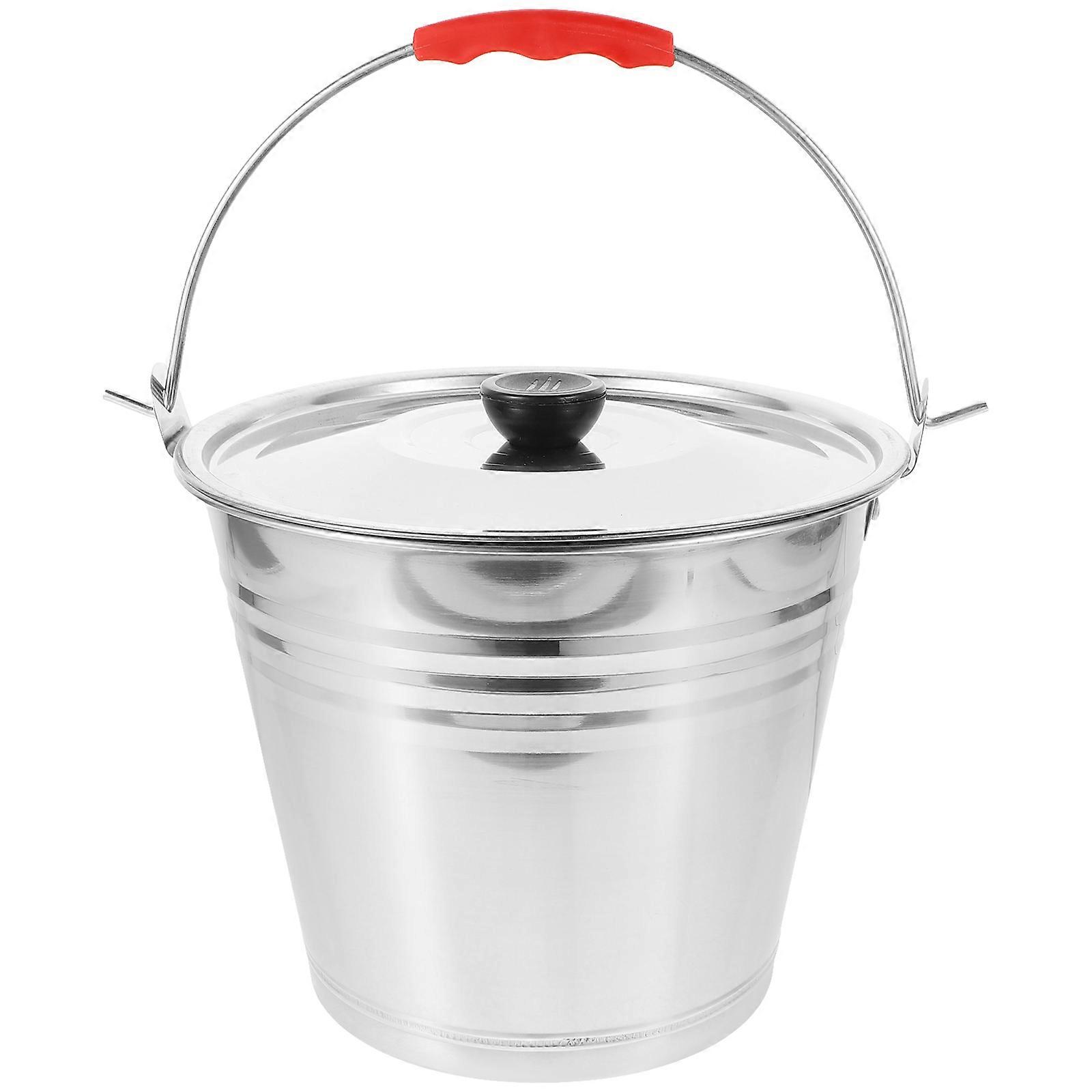 Premium Stainless Steel Multi Functional Pail with Lid – Durable, Non Staining Bucket for Farm, Outdoor Use and Daily Milk Storage