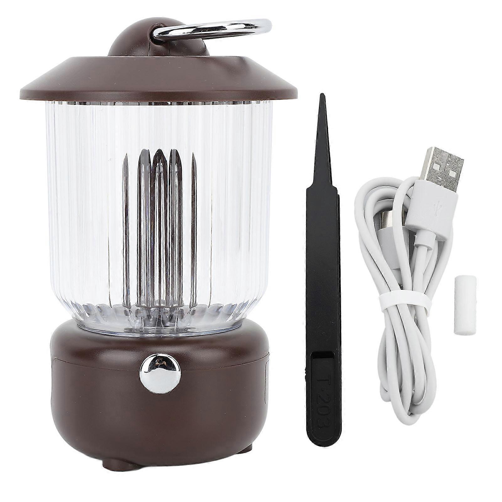 260ML Retro Lantern Humidifier with Light Quiet Multifunction Vintage Camping Lamp Aromatherapy Diffuser Essential Oil Diffuser Dark Brown