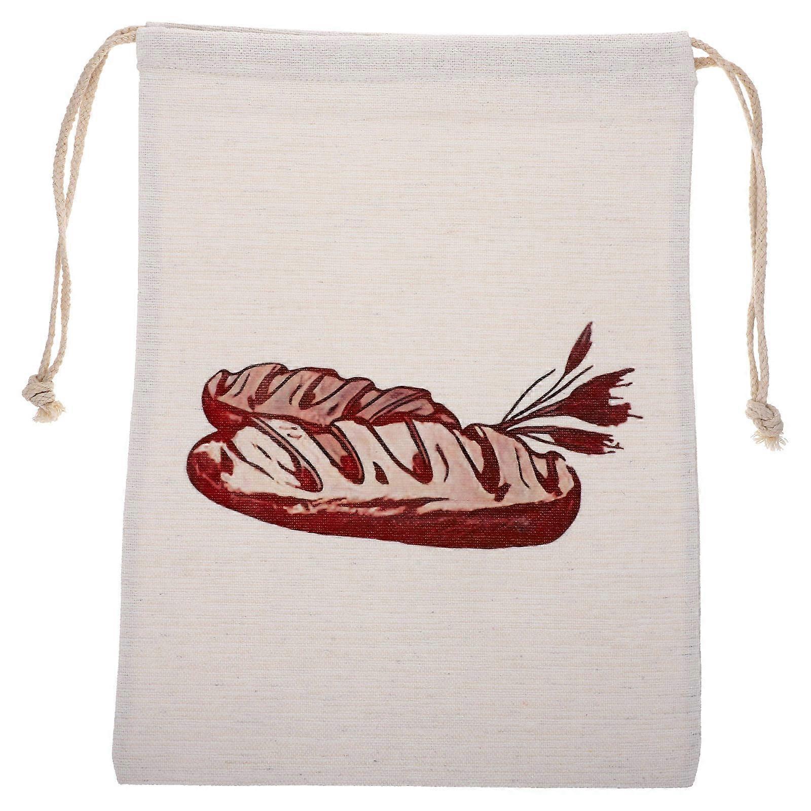 Drawstring Linen Bread Bag Reusable For Bakers Food Storage 38.00X29.00X0.10cm 1Set
