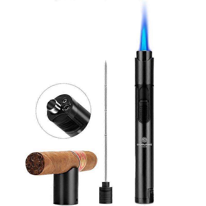 Cigar Lighter High-Fire Inflatable Lighter Embedded Cigar Nozzle Cleaner Cigarette Holder