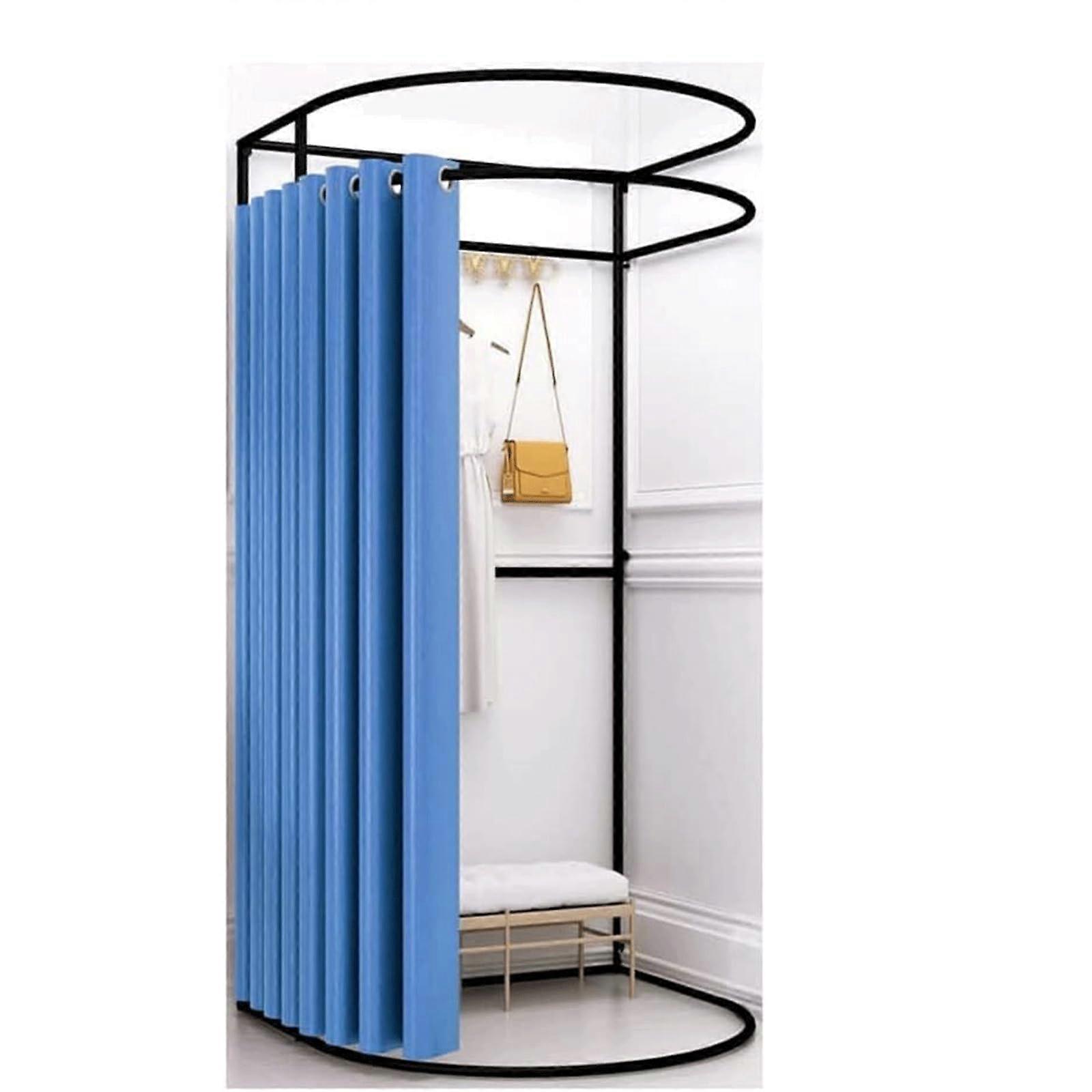 Freestanding Dressing Room with Shade Curtain for Shopping Mall Clothing Store, Portable Metal Changing Room SpaceSaving 90x90x200cm
