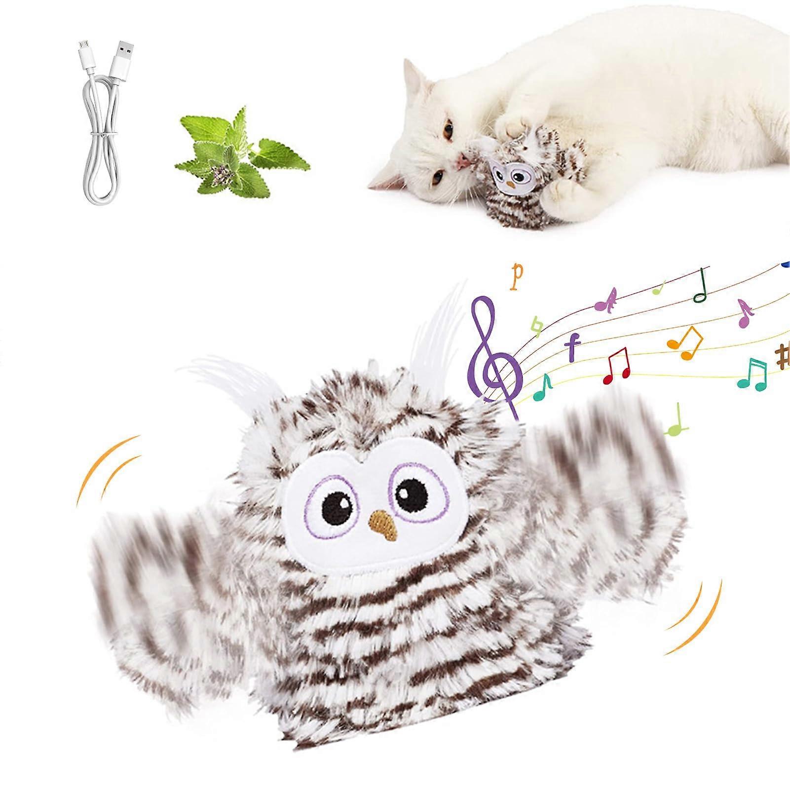 Cat Toy Bird, Electric Interactive Cat Toy SelfEmployment, Chirping Like A Bird, Cat Toy Bird Fluttering, Chirping Owl Cat Toy, USB Rechargeable (A)