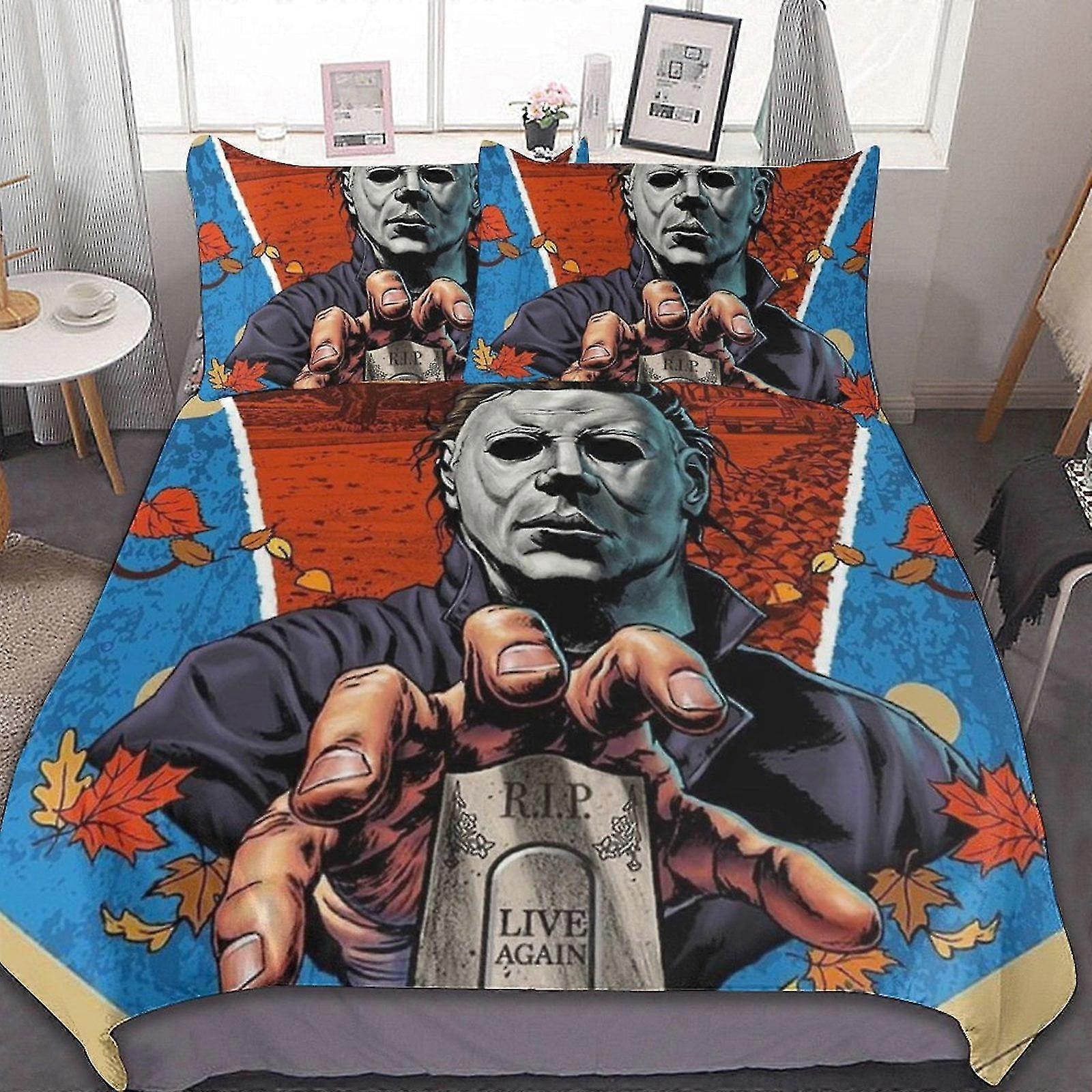 Halloween 3 Pcs Bed Sheets Set Breathable Duvet Cover with 2 Pillow Shams Soft All Seasons Bedding Set