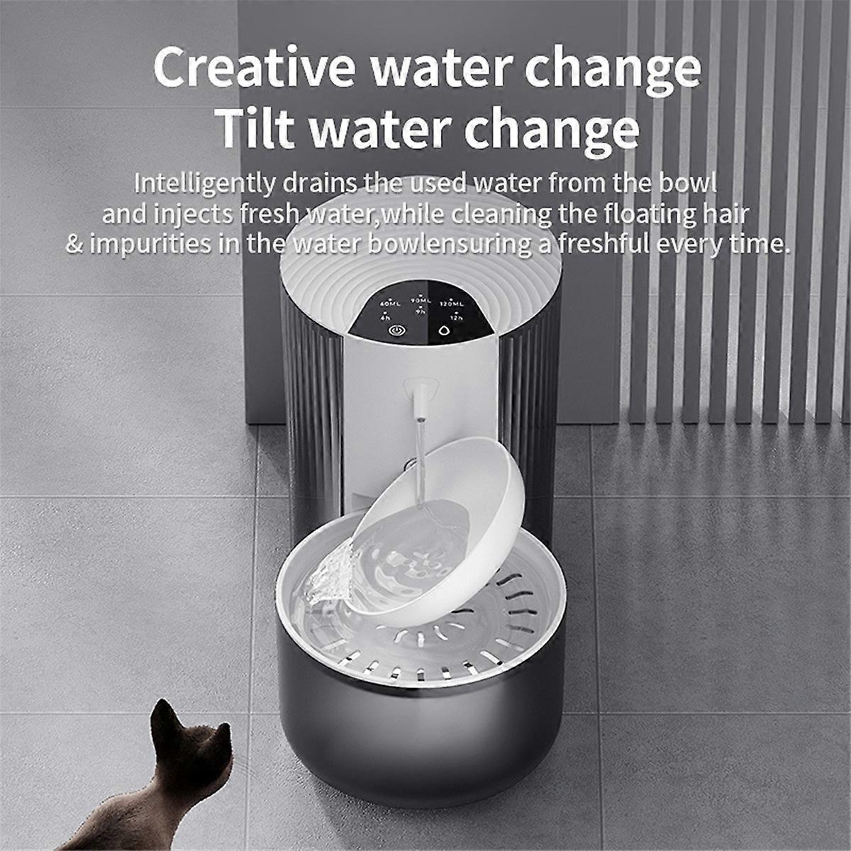 3L Wireless Pet Water Fountain Rechargeable Dump Water Feeder Timed Smart No Filter Required