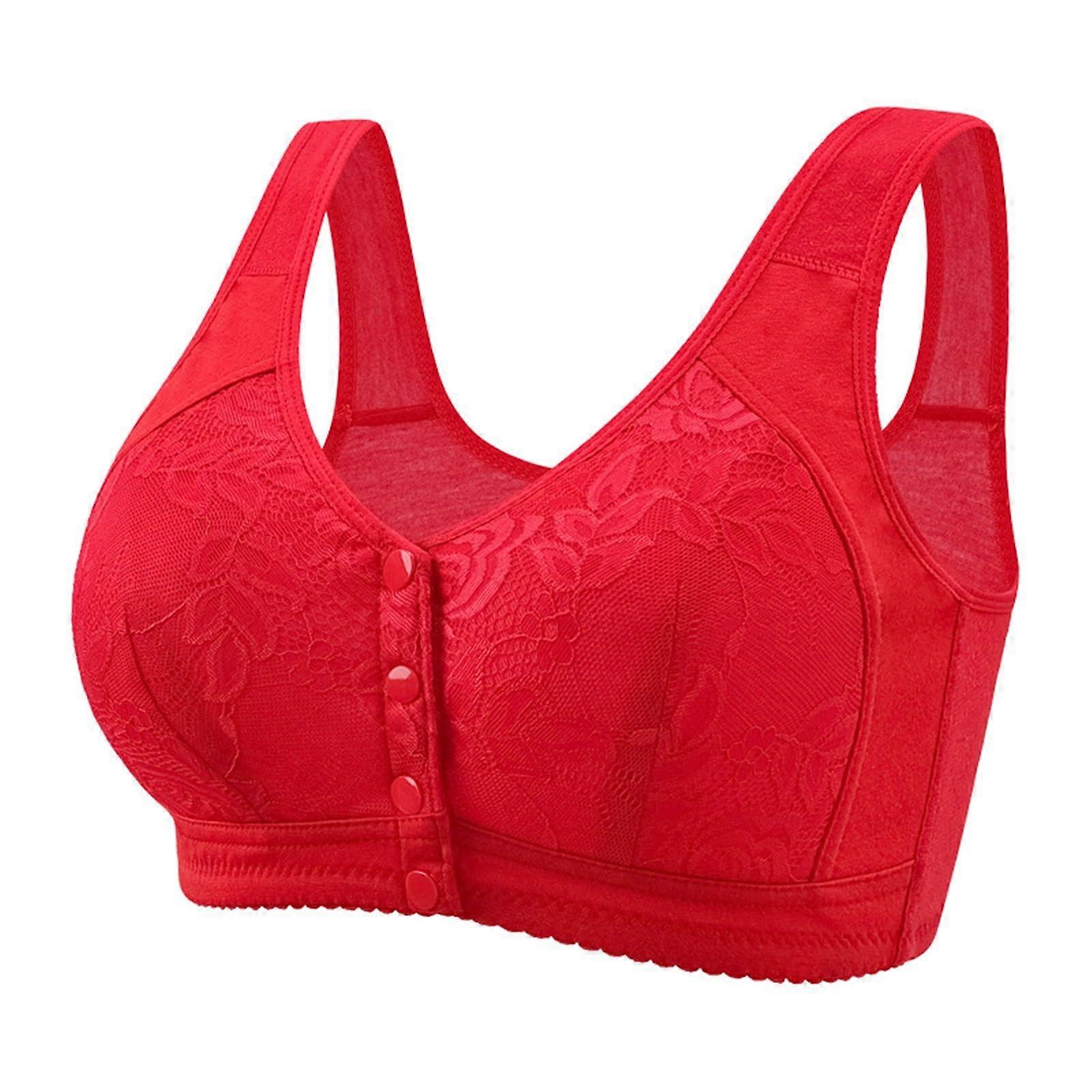 Women's Without Underwire Stretch Bralette Comfortable Soft Bustier Backless Gym Bra 40 Red