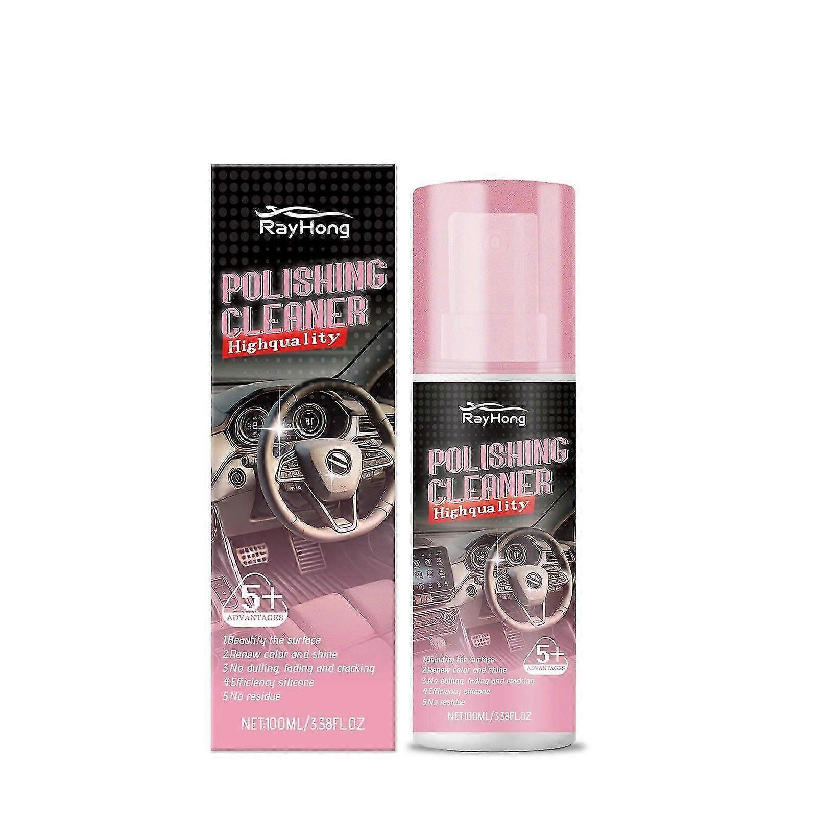 Detergente per lucidante, Detergente per interni auto, Lucido per interni di veicoli, Detergente lucidante per dettagli interni auto, Gomma e pelle, 100 ml