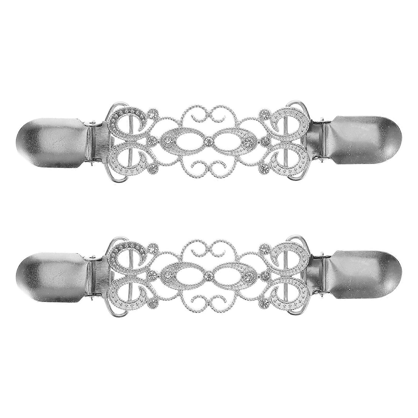 Retro Alloy Sweater Clips with Rhinestones for Women – Lightweight and Versatile Clothing Fasteners for Cardigans, Sweaters, and Shawls