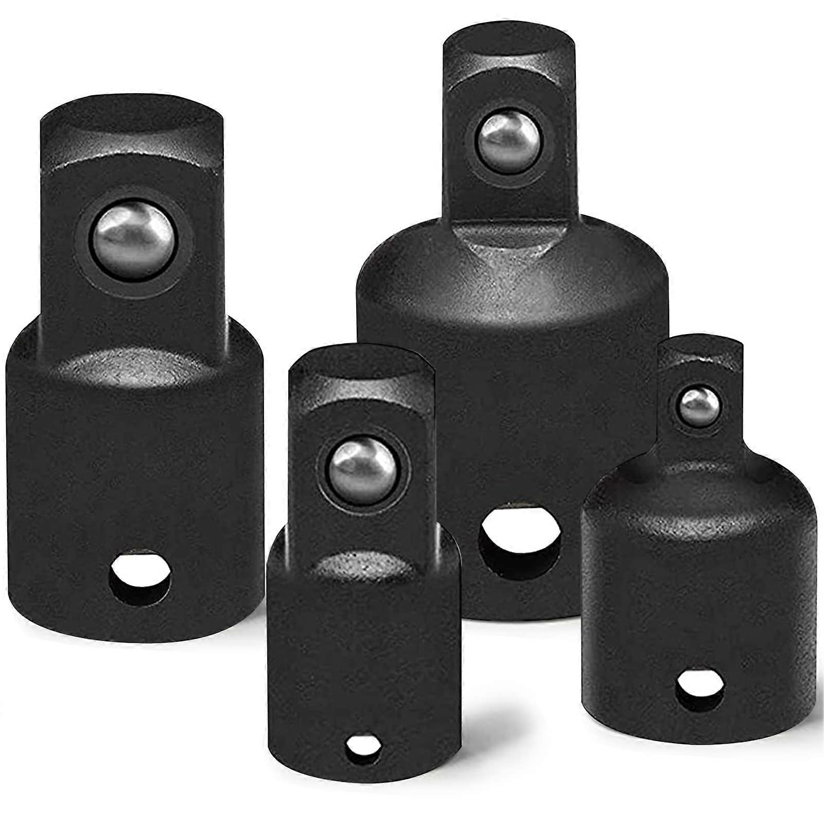Impact Socket Adapter and Reducer Set for Impact Drivers and Drills, 4-Piece Sizes 1/4, 3/8, and 1/2 Inch Compatibility