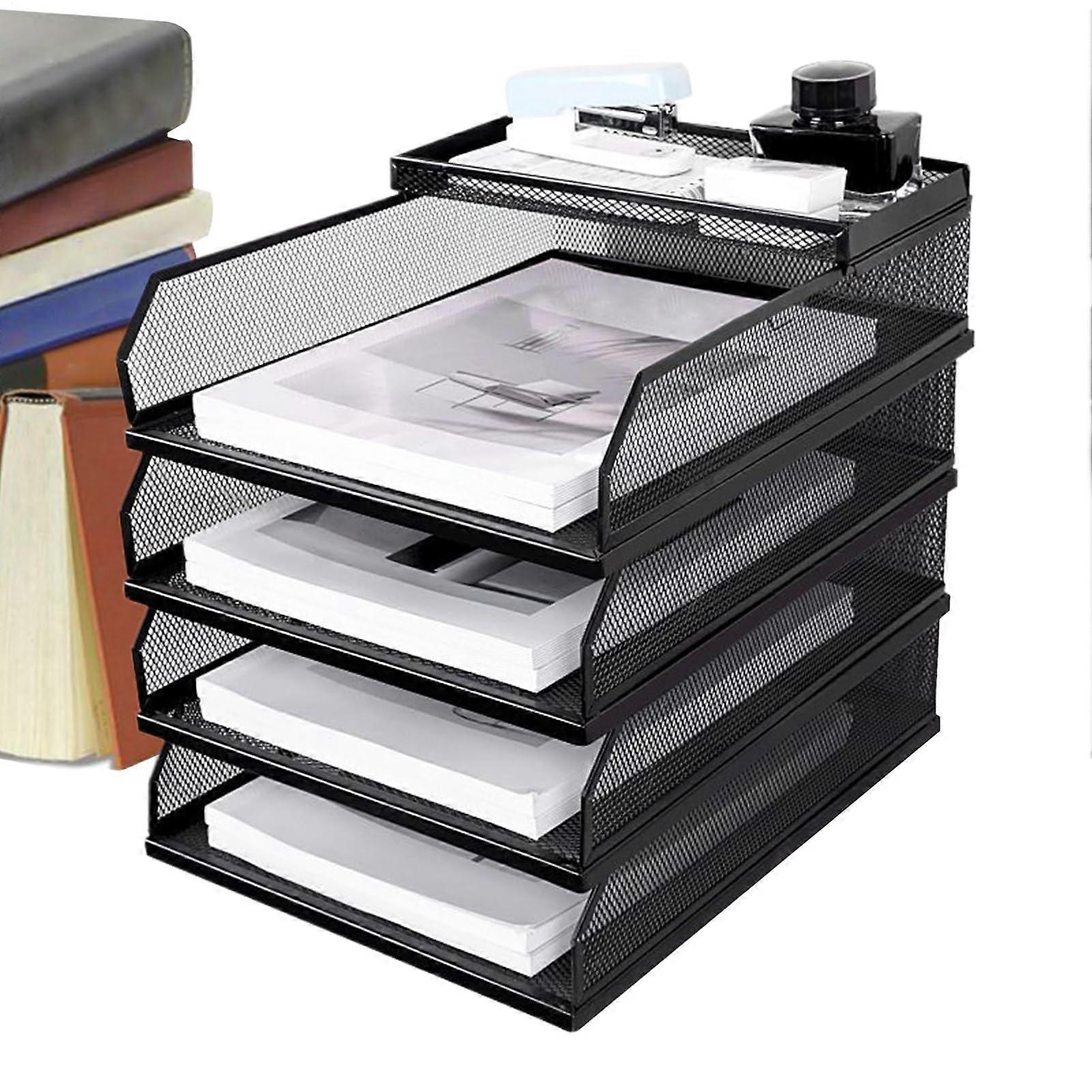 Desktop File Holder - Metal File Stand for Office, Multi-Tier Paper Sorter, Vertical Desktop Organizer for Documents and Letters