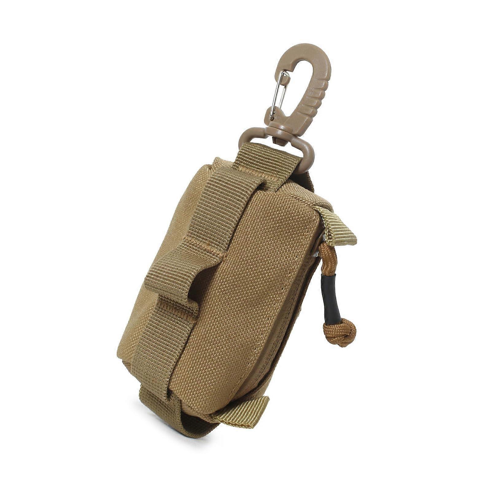 Multifunctional Coin Pouch Small Tool Pouch Tactical Belt Pouch External Buckle Closure Khaki Utility Bag