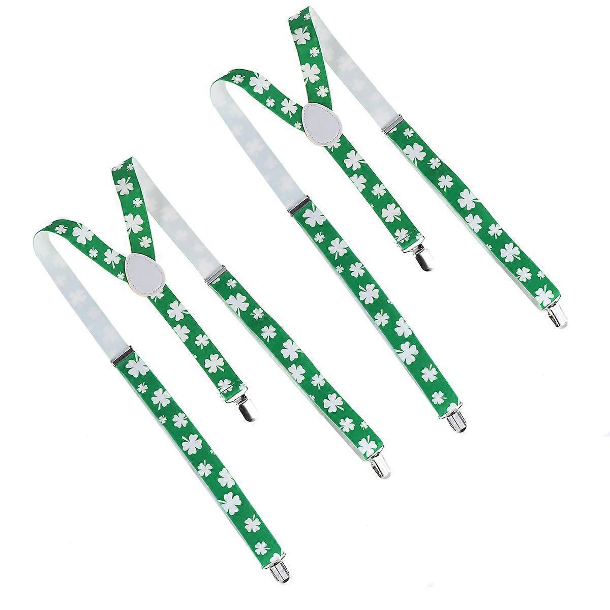 Men's Suspenders For Dress Pants Design Green Color 2.5cm Width Comfortable To Wear 2Pcs