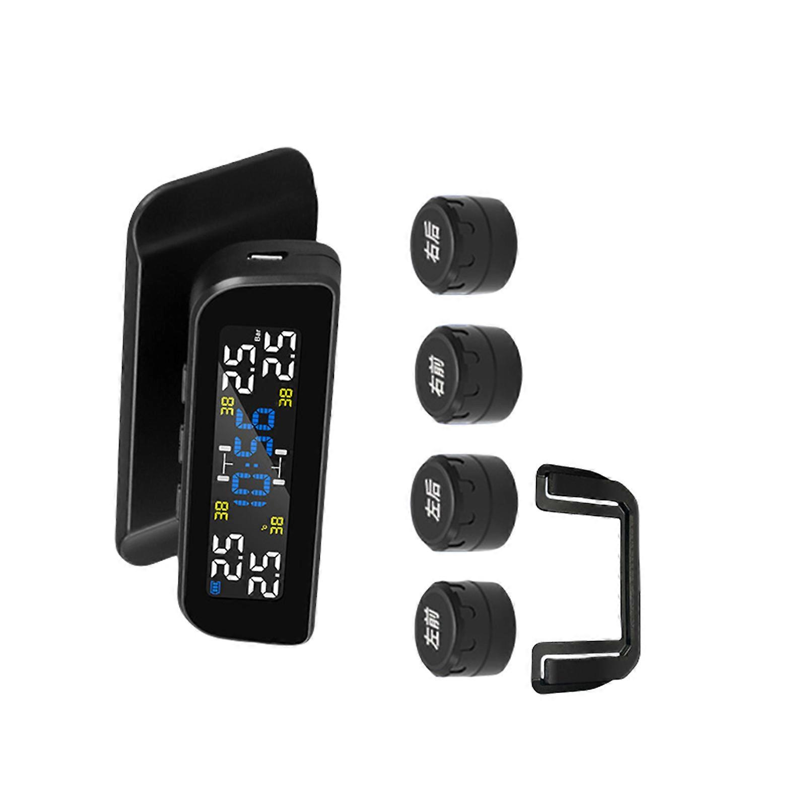 Clear Display Solar Powered TPMS With Quick Install External Sensors & High Visibility Screen Suitable For Safe Driving Multicolor