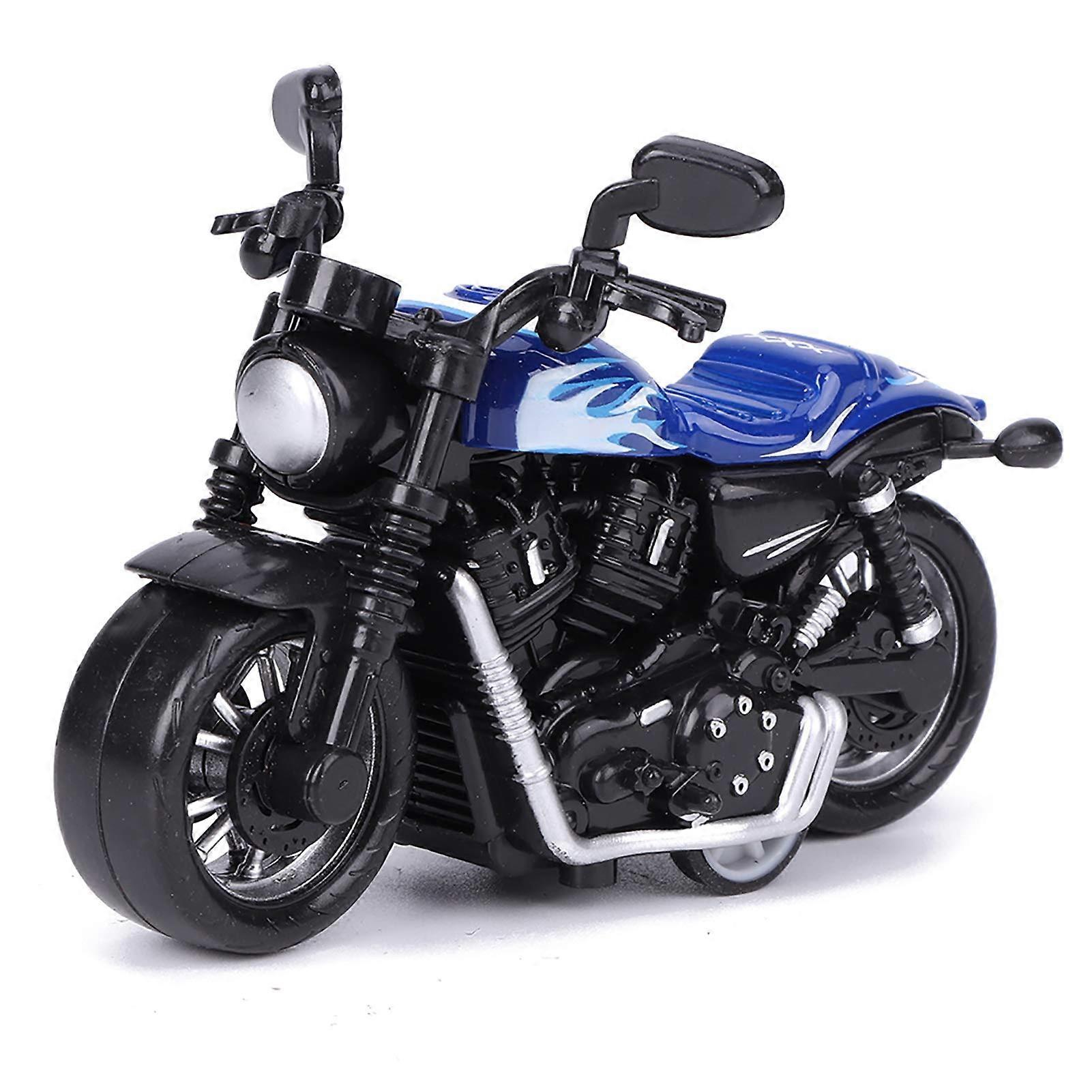 Alloy Motorcycle Toy Model - High Simulation Pull-Back Vehicle for Kids, Blue Intellectual Gift Set