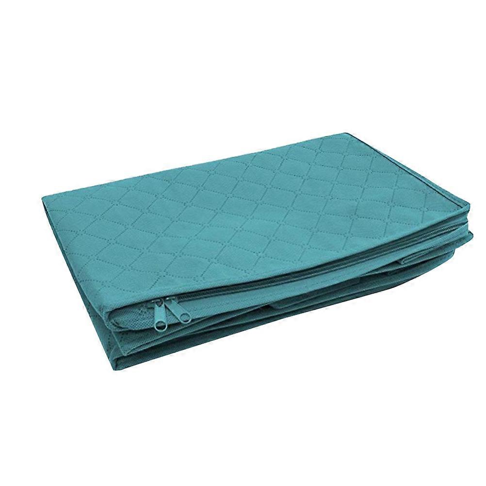 Blue Foldable Quilt Storage Bag with Transparent Window for Clothes and Quilt Storage Use 12.5x8.5x15 inches