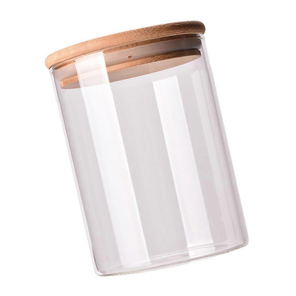 Sealed Glass Jar with Airtight Wood Lid for Storing Dry Food Tea Coffee Beans Multi 950ml