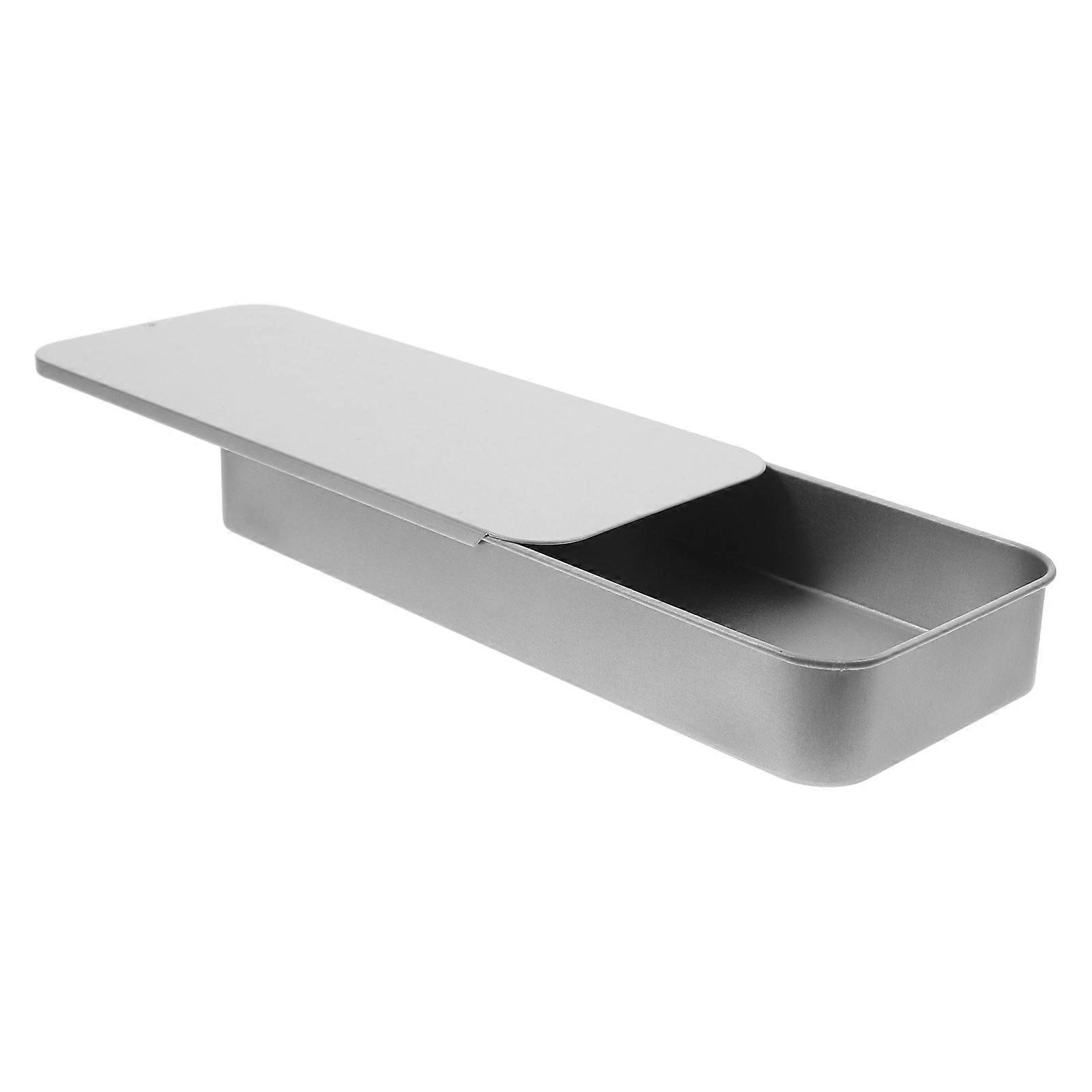 Makeup Tools Organizer Small Tin Containers Rectangular For Crafts Silver 16.70X7.00X2.30CM 1Pcs