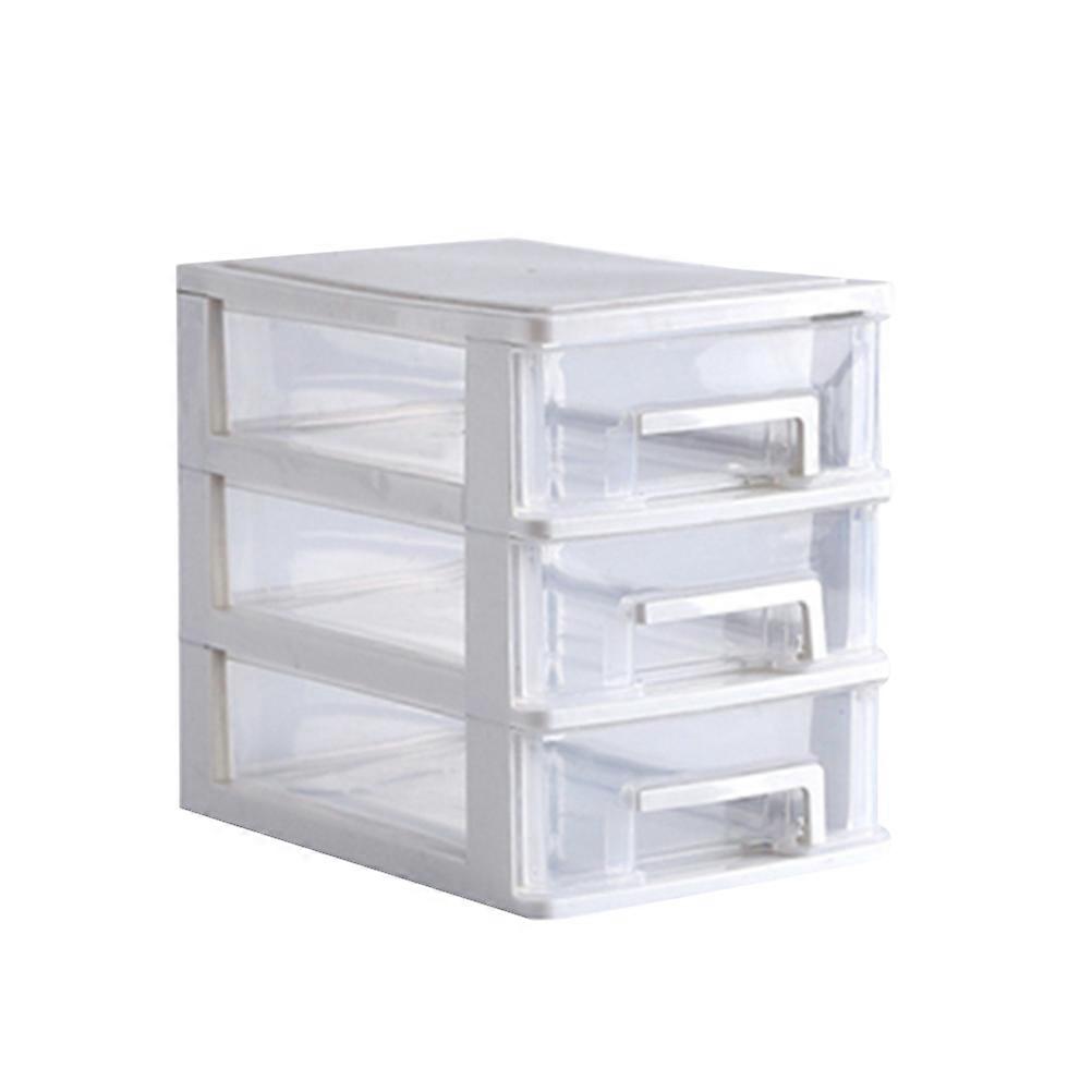 White PP Plastic 3 Layers Desktop Storage Box for Cosmetics and Sundries Organizing 7.87x5.12x6.3 Inches