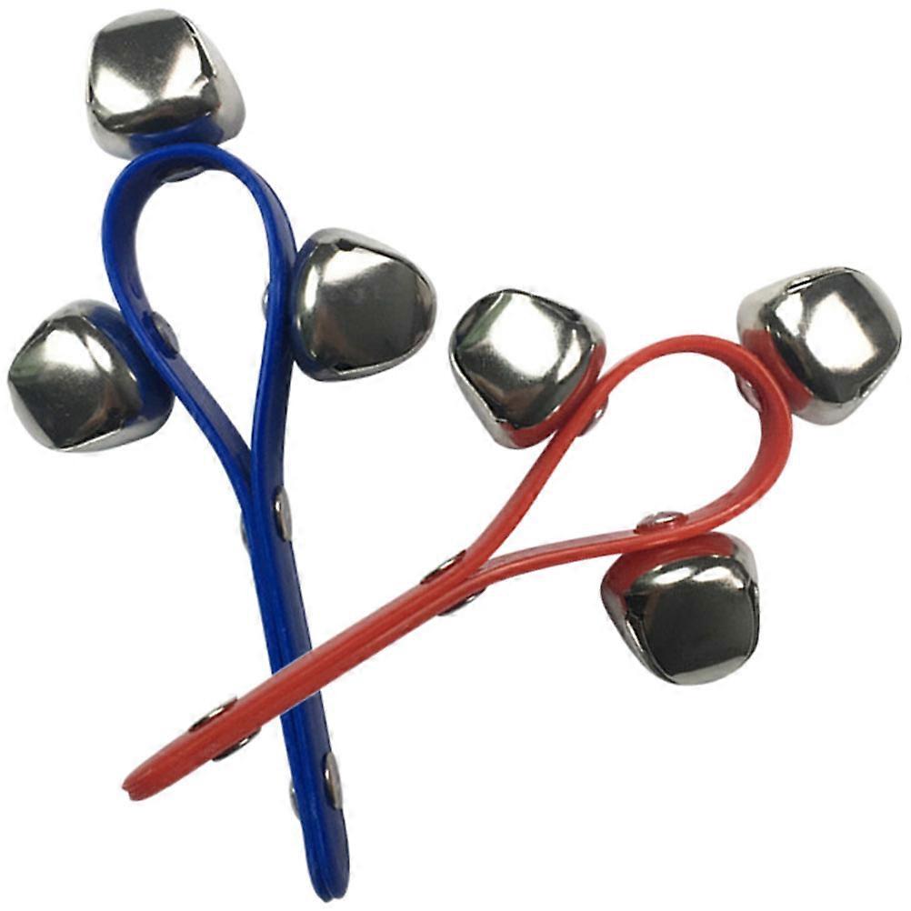 Children's Tambourine Hand Held Percussion Instrument Hand Bell for Party Activities Round Shape Plastic 2Pcs