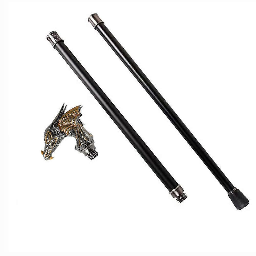 Walking Stick 93cm Gold Black Dragon Head Gentleman Walking Stick Fashion Stick Halloween Cosplay Crosier Stick Props Scepter Height Adjustable'