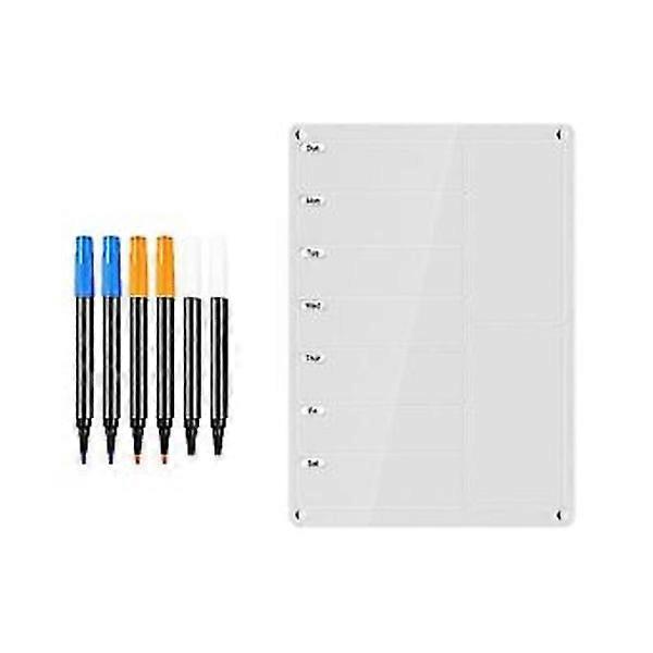 Acrylic Meal Planning Board Plr Menu Board For Refrigerator Clear Weekly Plr Board Fridge