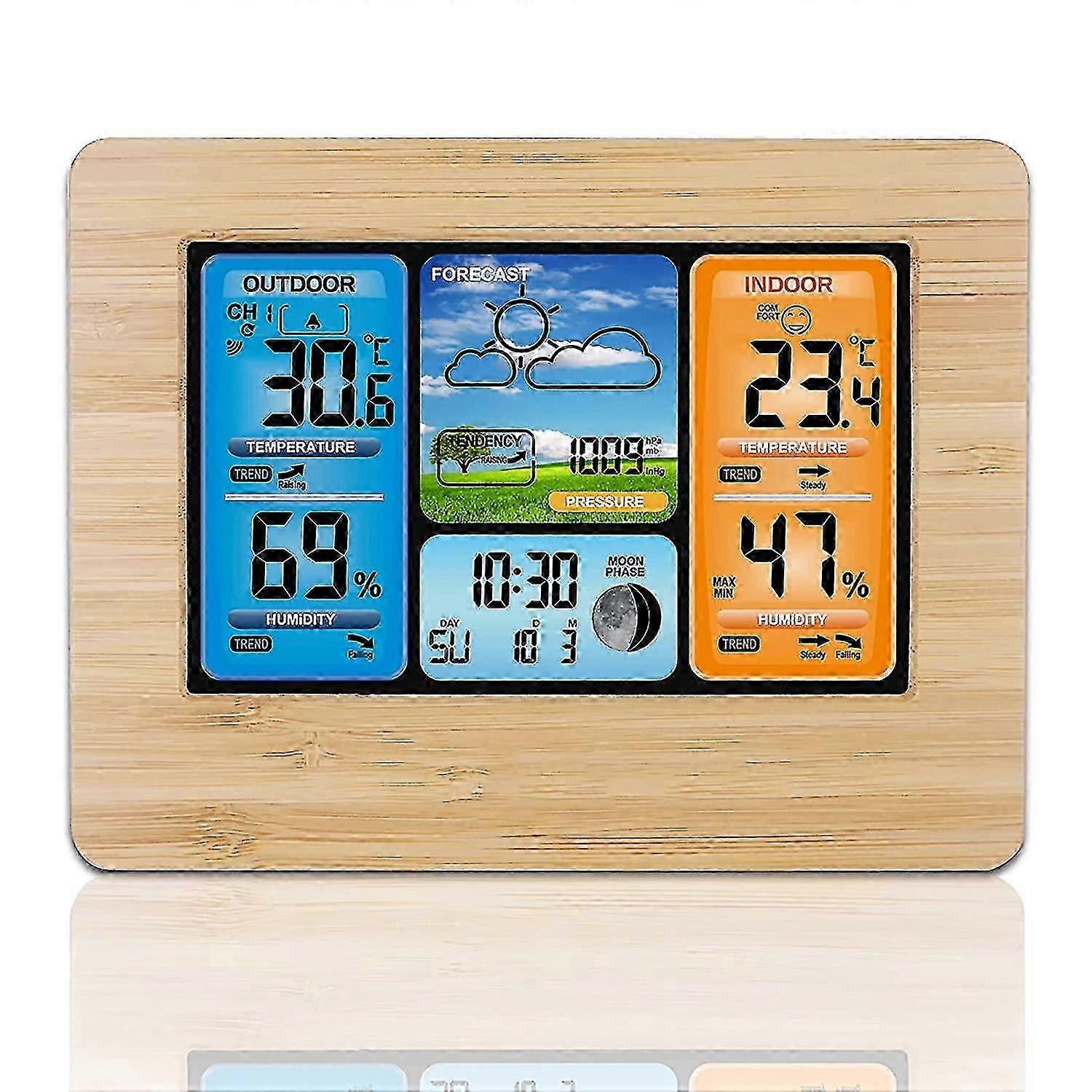 2025 Digital Color Forecast Weather Station,outdoor Sensor Weather Clock With Outdoor Sensor With Alert,temperature,humidity(yellow)