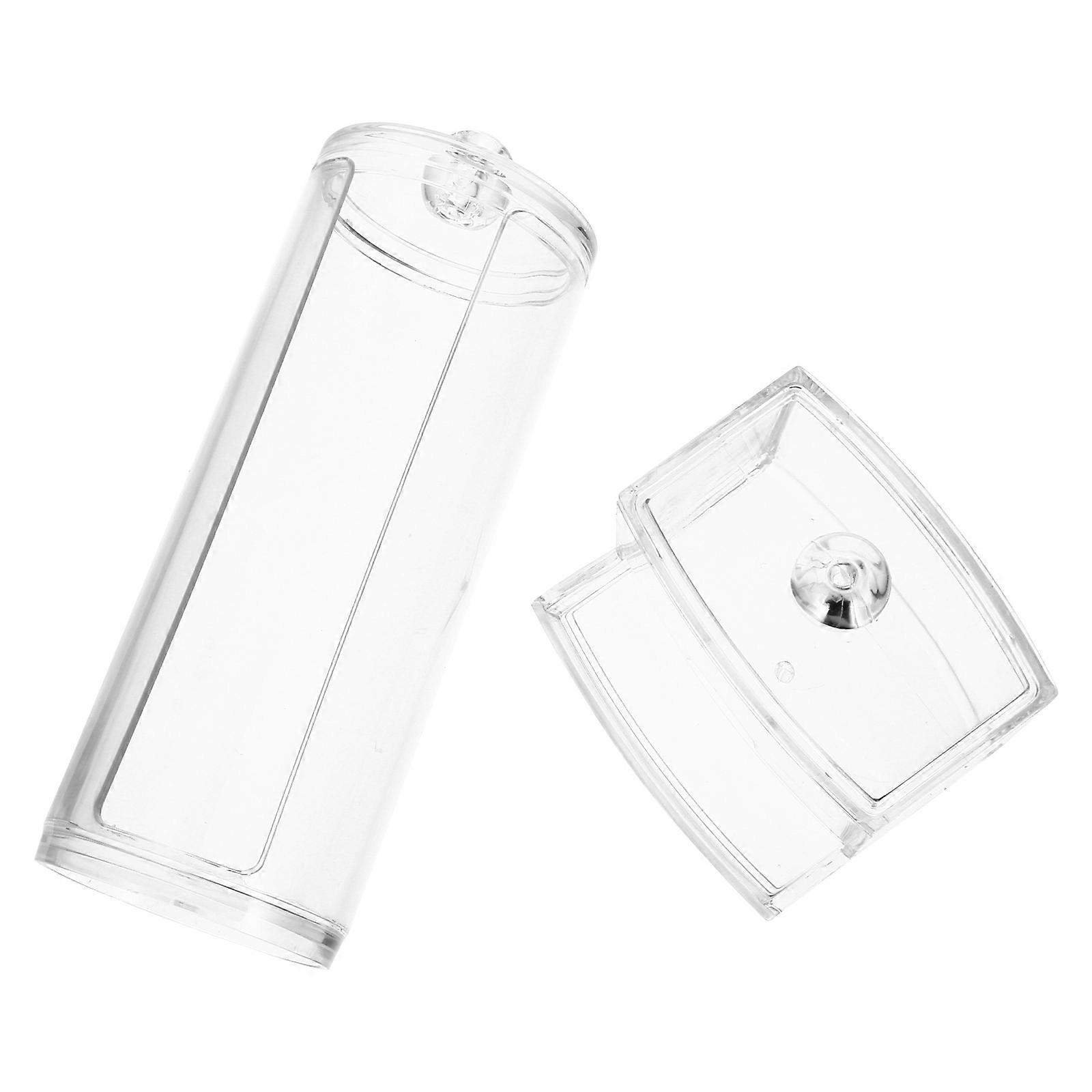 2Pcs Transparent Cotton Swab Storage Box Organizer Makeup Kit