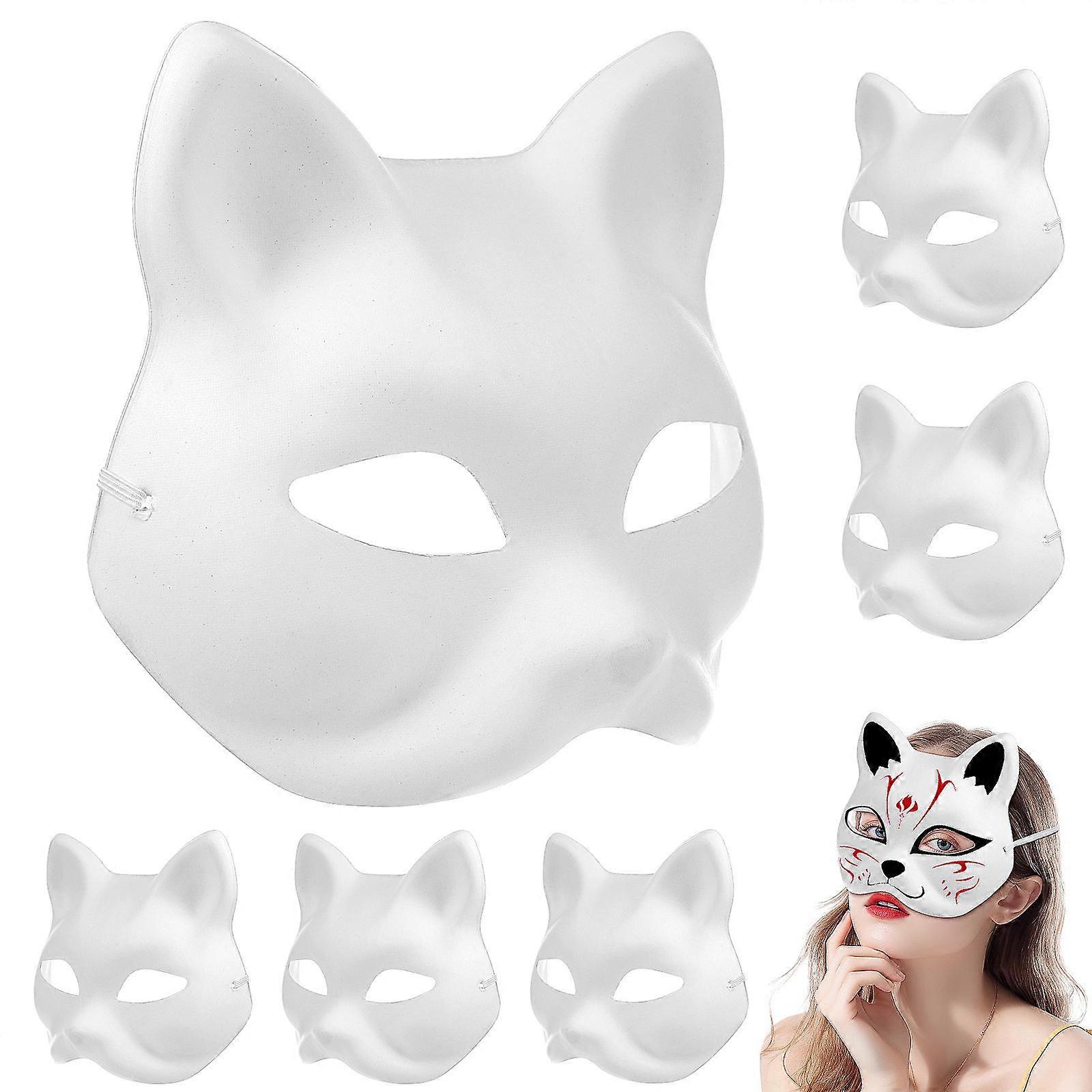 White Cat Face Mask Blank Paper Masks for Masquerade Use 10Pcs Set