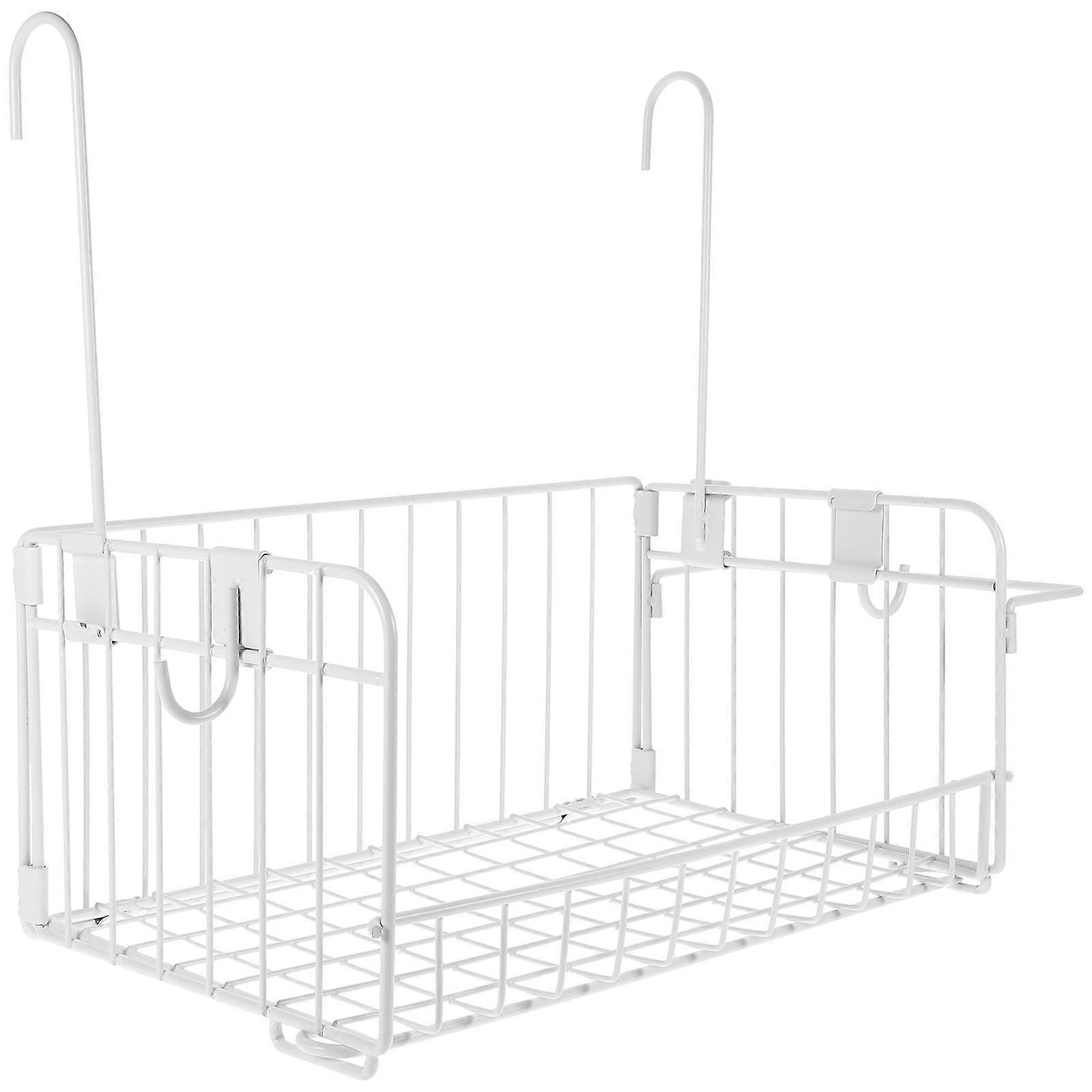 White Carbon Steel Hanging Basket for Home Use Large Capacity Storage Shelf 7.5 x 11.8 Inches
