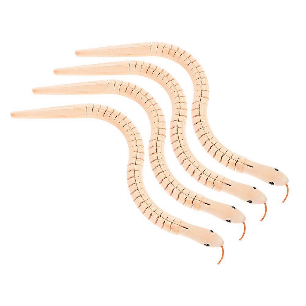 Wooden Snake Toy for Kids Durable Multipiece Set of 4 Beige Snakes with Detachable Assembly 4pcs
