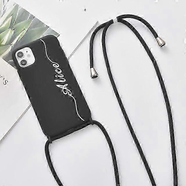 Soft Silicone Case with Custom Name for iPhone, Case With Strap for iPhone 7