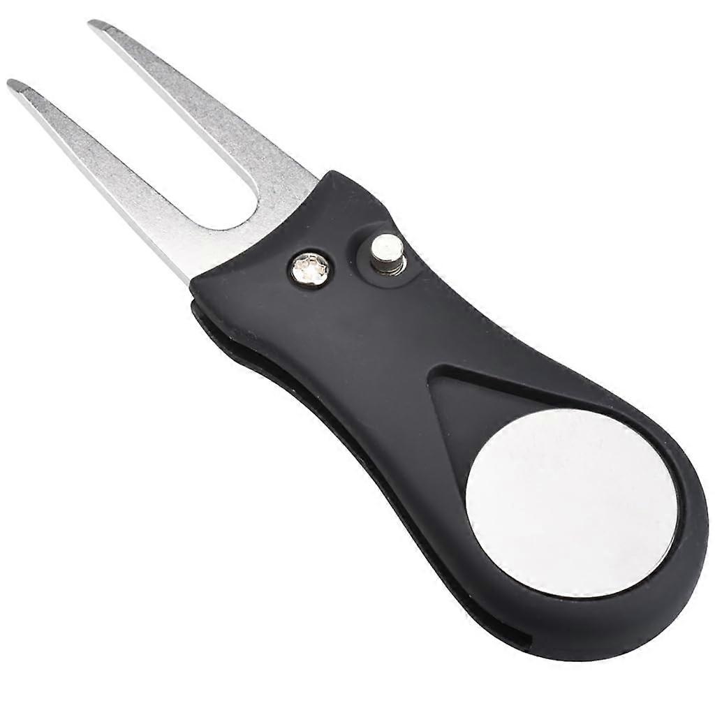 Foldable Divot Repair Tool with Button, Green Fork and Groove Cleaner, Easy to Use for Golfers, Durable Golf Accessories