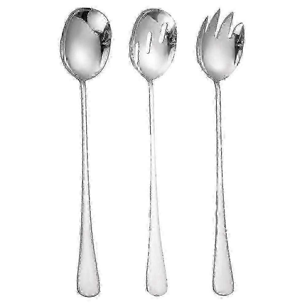 3-Piece Salad Mix Utensils Set - Tea Spoon, Salad Fork & Appetizer Spoon for Serving and Mixing Salads and Appetizers