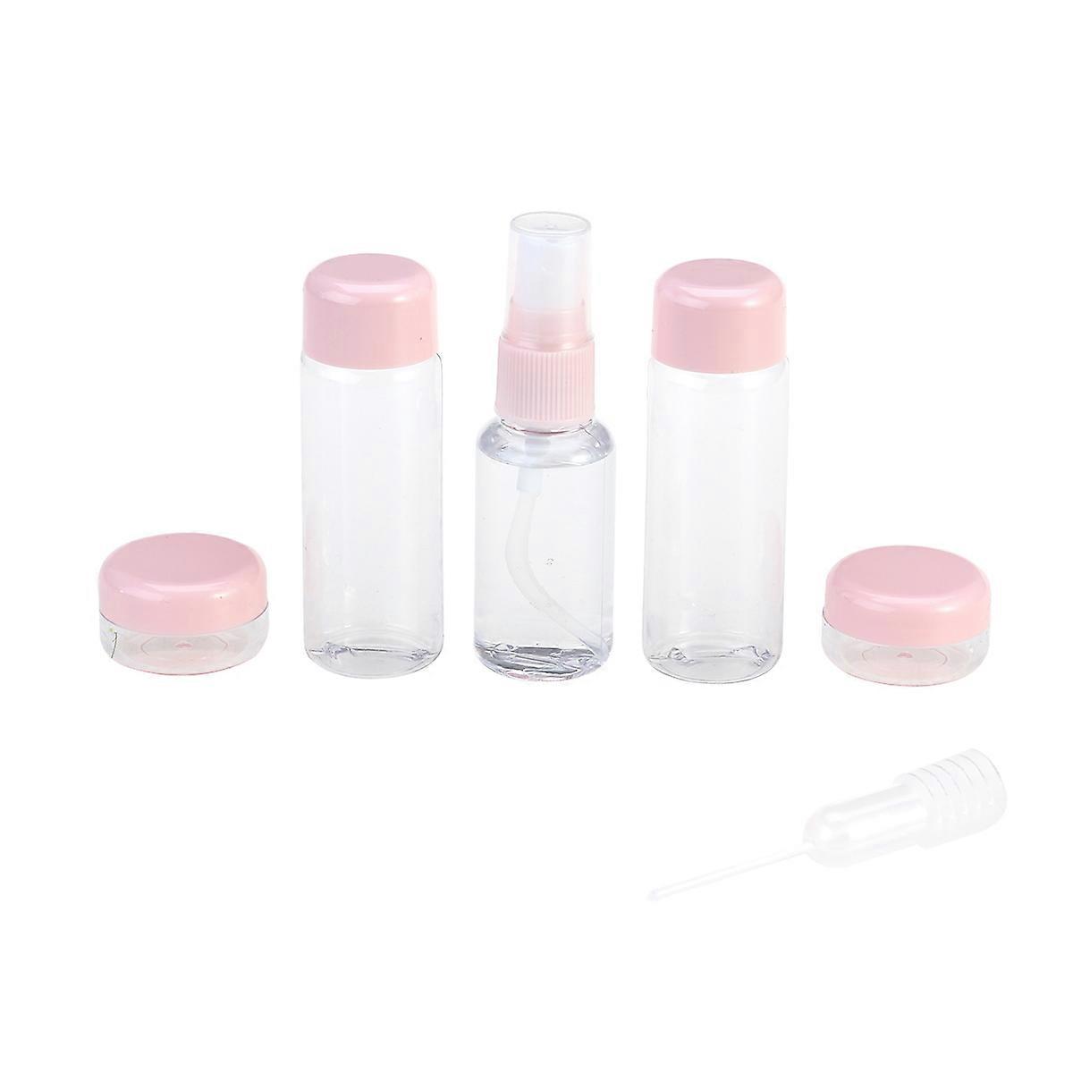 Portable Travel Bottles Set for Liquid Holding with 7Pcs Leak Proof Pink Containers