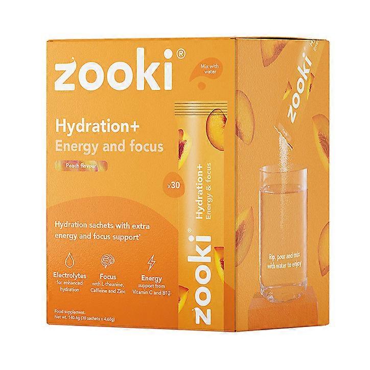 Zooki Hydration+ Energy & Focus, Peach Flavour 30 Sachets