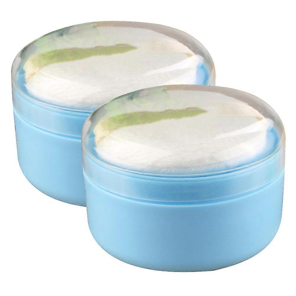 2Pcs Puff Box For Newborns Featuring Blue Color And Round Design Ideal For Skin Care Needs