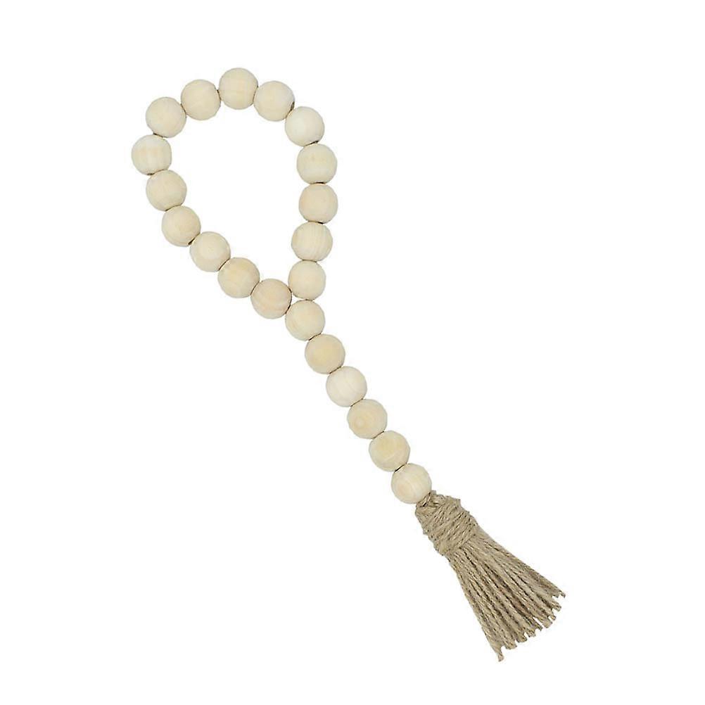 3Pcs Nature Wood Beads String with Tassel for Car Decoration Beige Decor Accessory