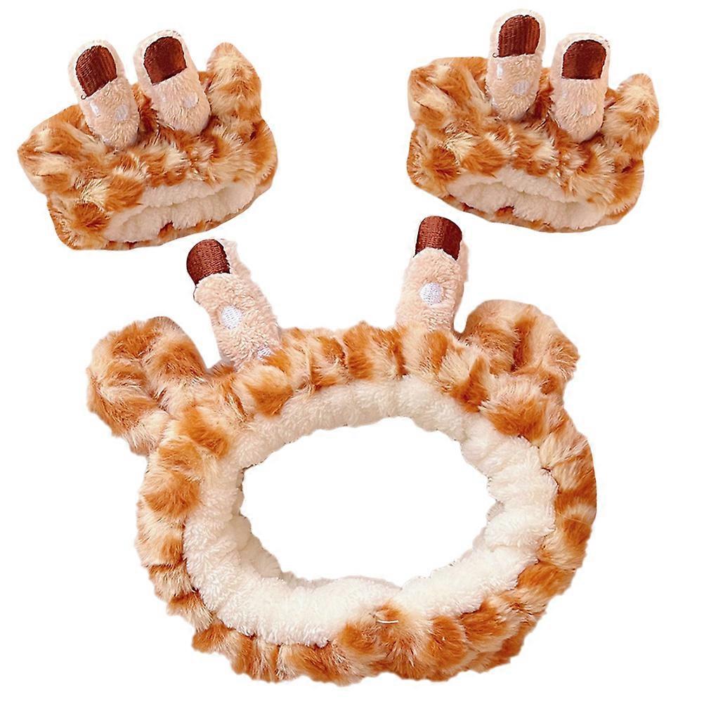 Girls Makeup Headband For Daily Wear Face Washing Multi Plush Prevent Water From Flowing Down Arms 1 Set