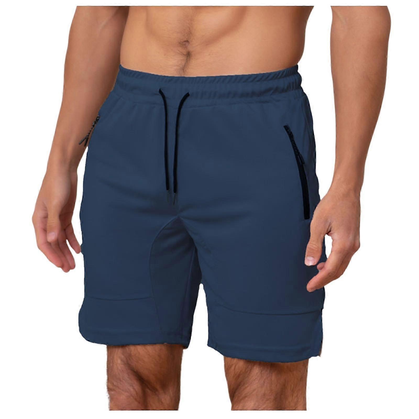 Men's Sports Shorts QuickDrying with Zipper Pocket Lightweight Swim Running Training Navy XXL