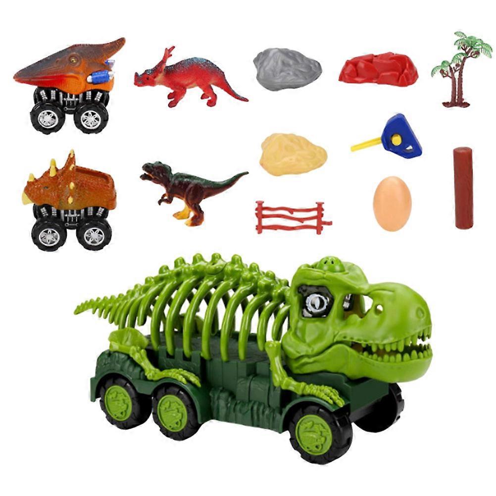1 Set Boys Dinosaur Car Educational Simulation Friction Powered Truck Playset for Developing Fine Motor Skills and Imagination