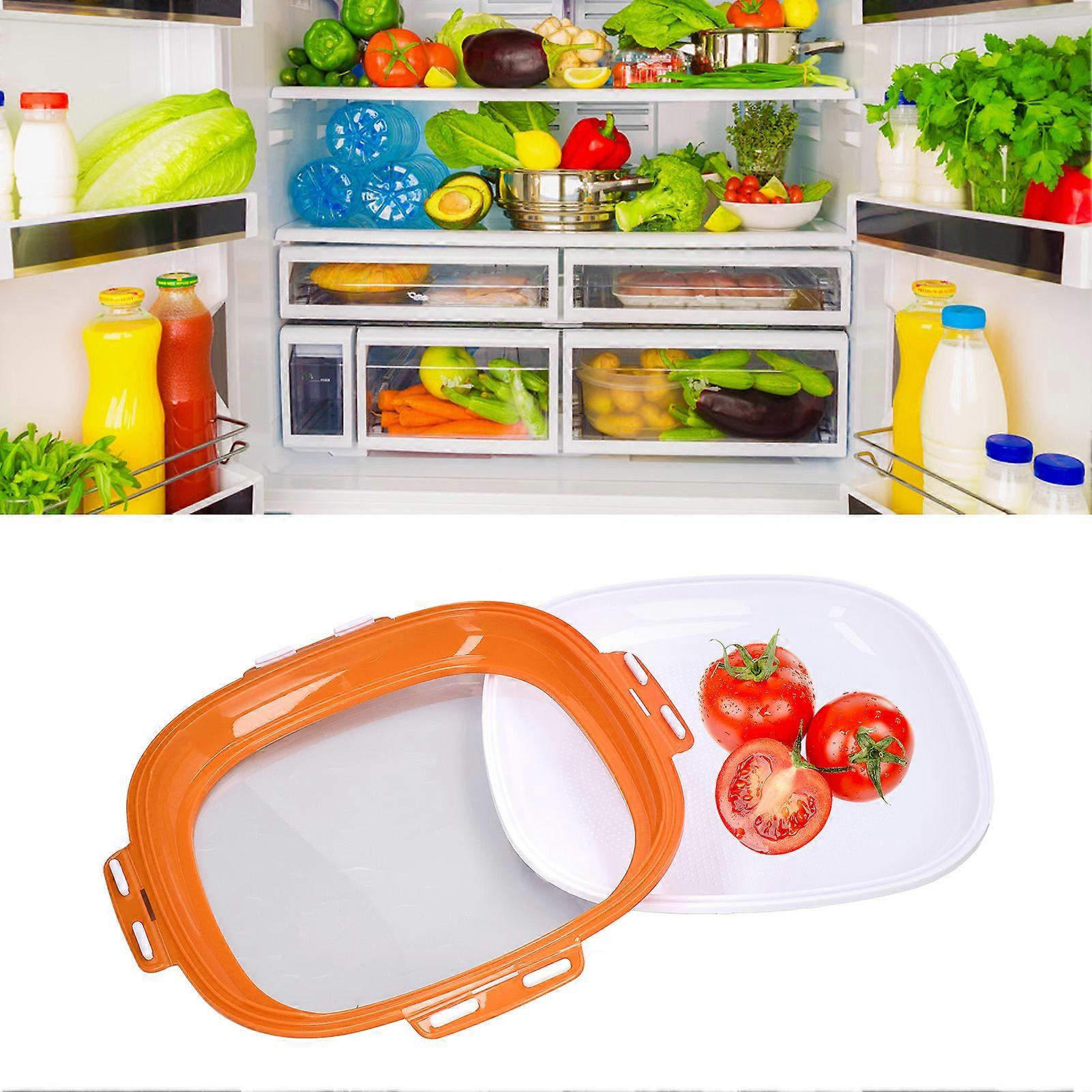Food Preservation Tray Reusable Food Storage Container Stackable Fridge Organizer Case for KitchenOrange 