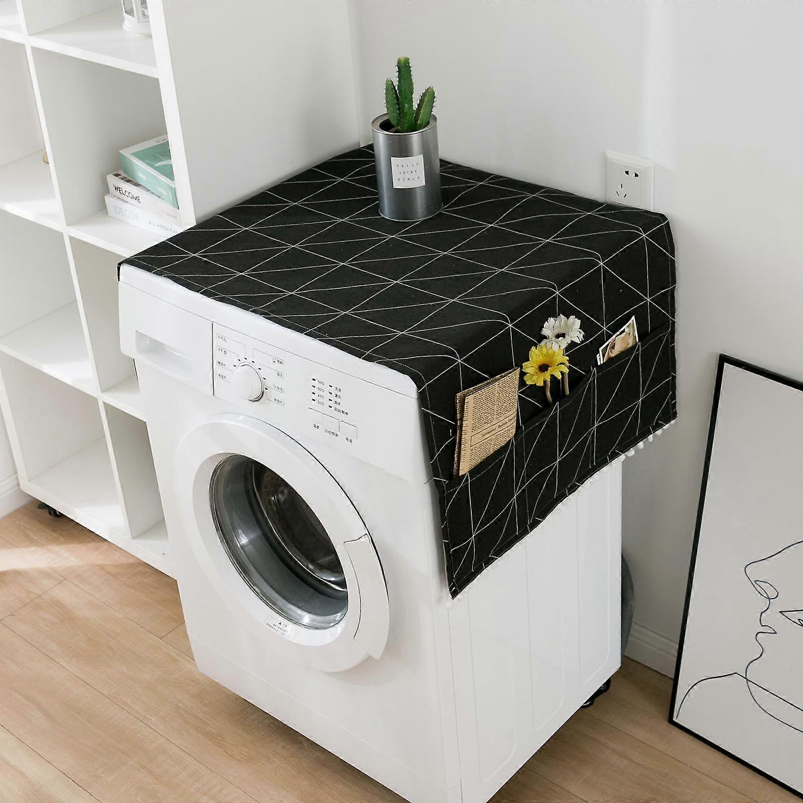Dust Cover For Washing Machine, Multifunctional, Waterproof And Dustproof, With Storage Pocket, Black, Size 30x90cm