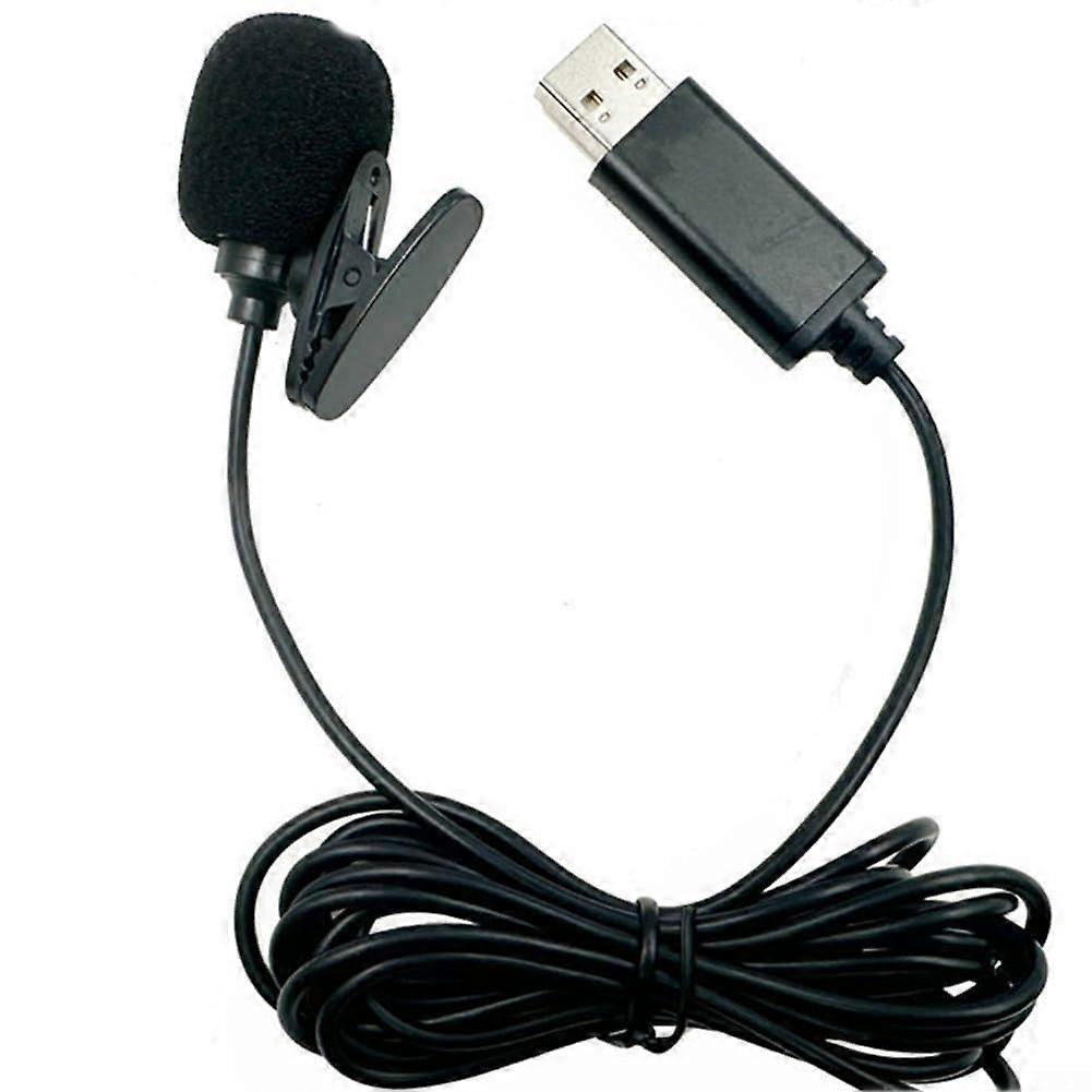 Professional USB lavalier microphone for smartphones and car DVD players, 2meter long cable for flexibility.